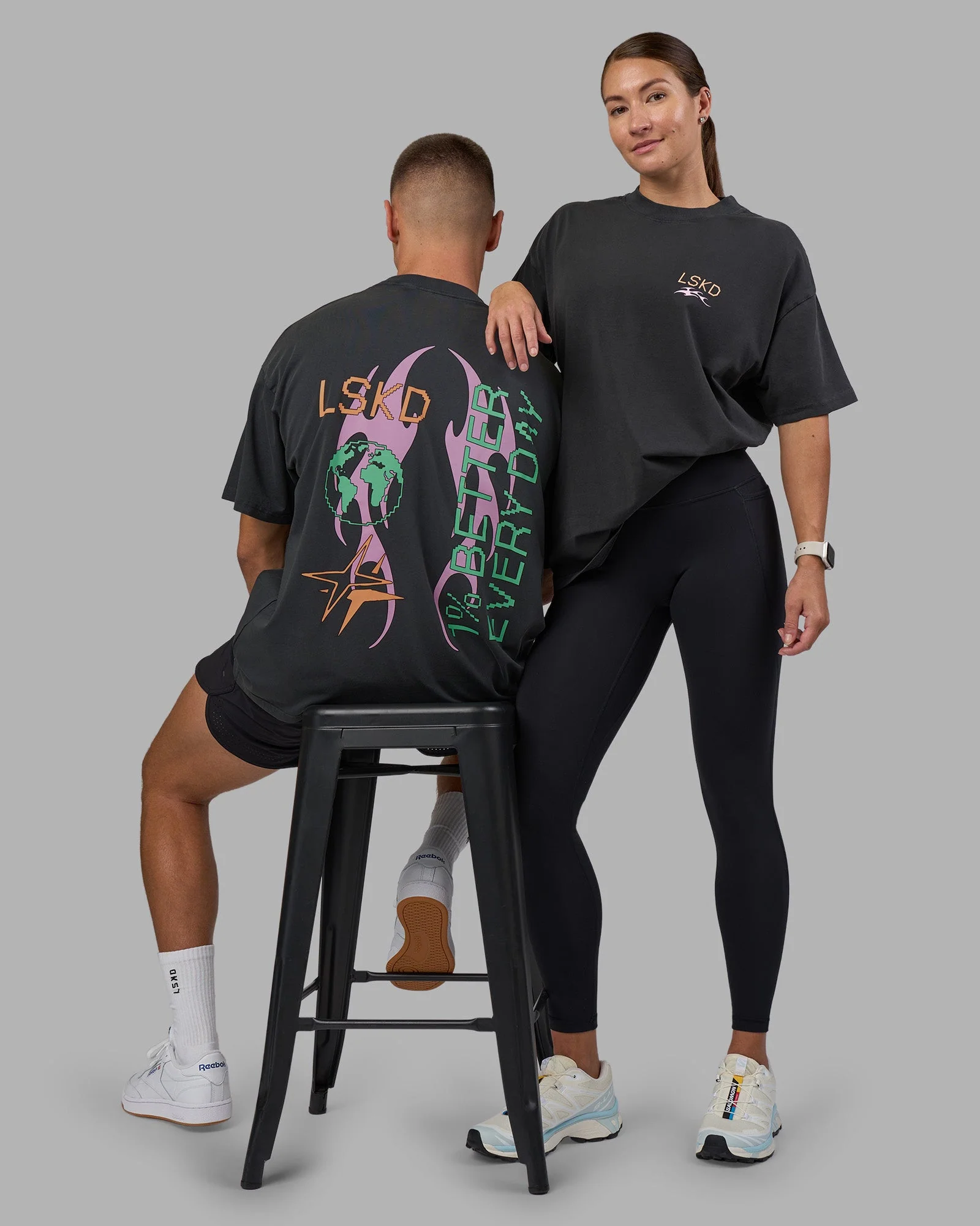 Digital World Heavyweight FLXCotton Oversized Tee - Washed Black