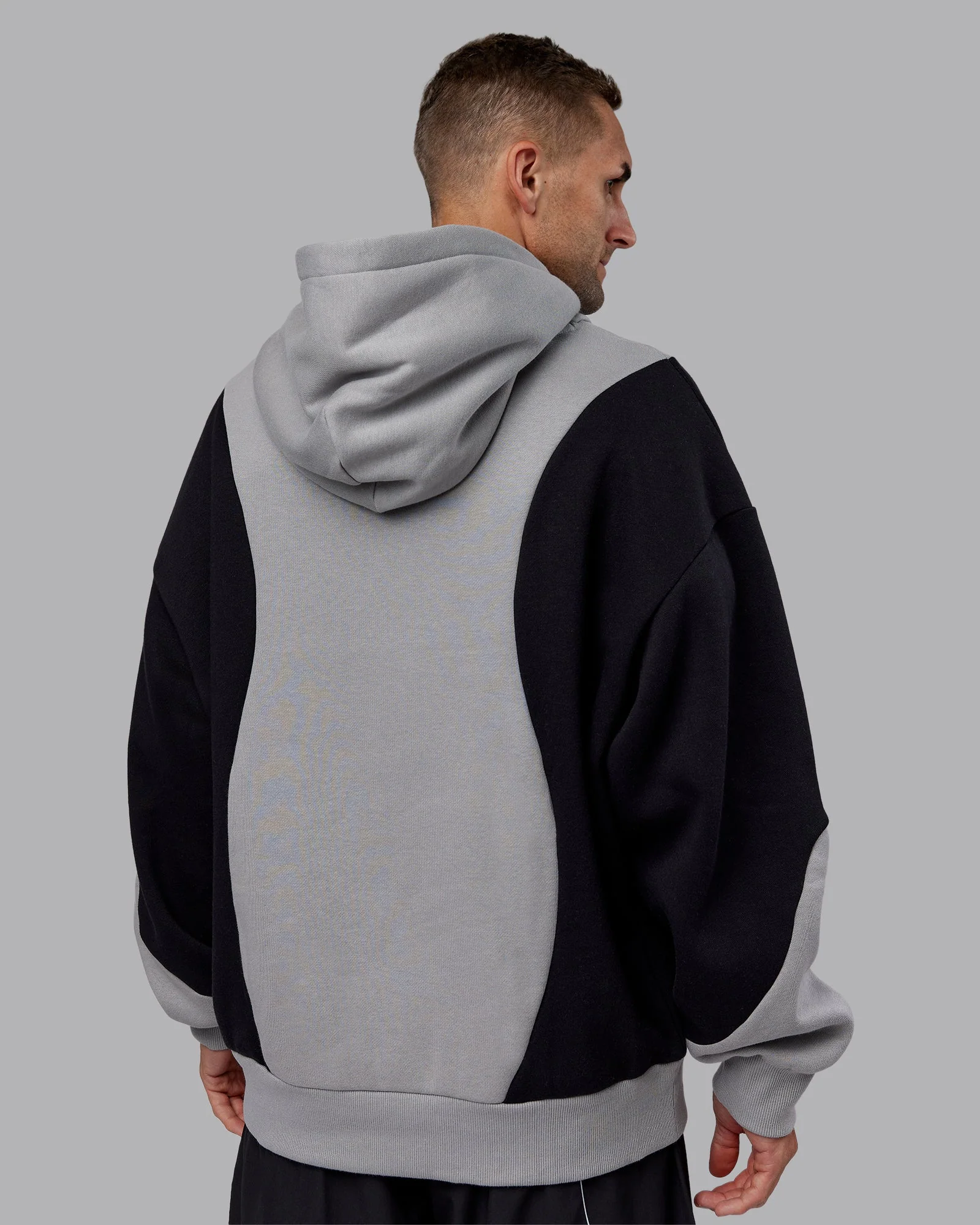 Downtown Oversized Panel Hoodie - Circular Grey - Black - Image 4