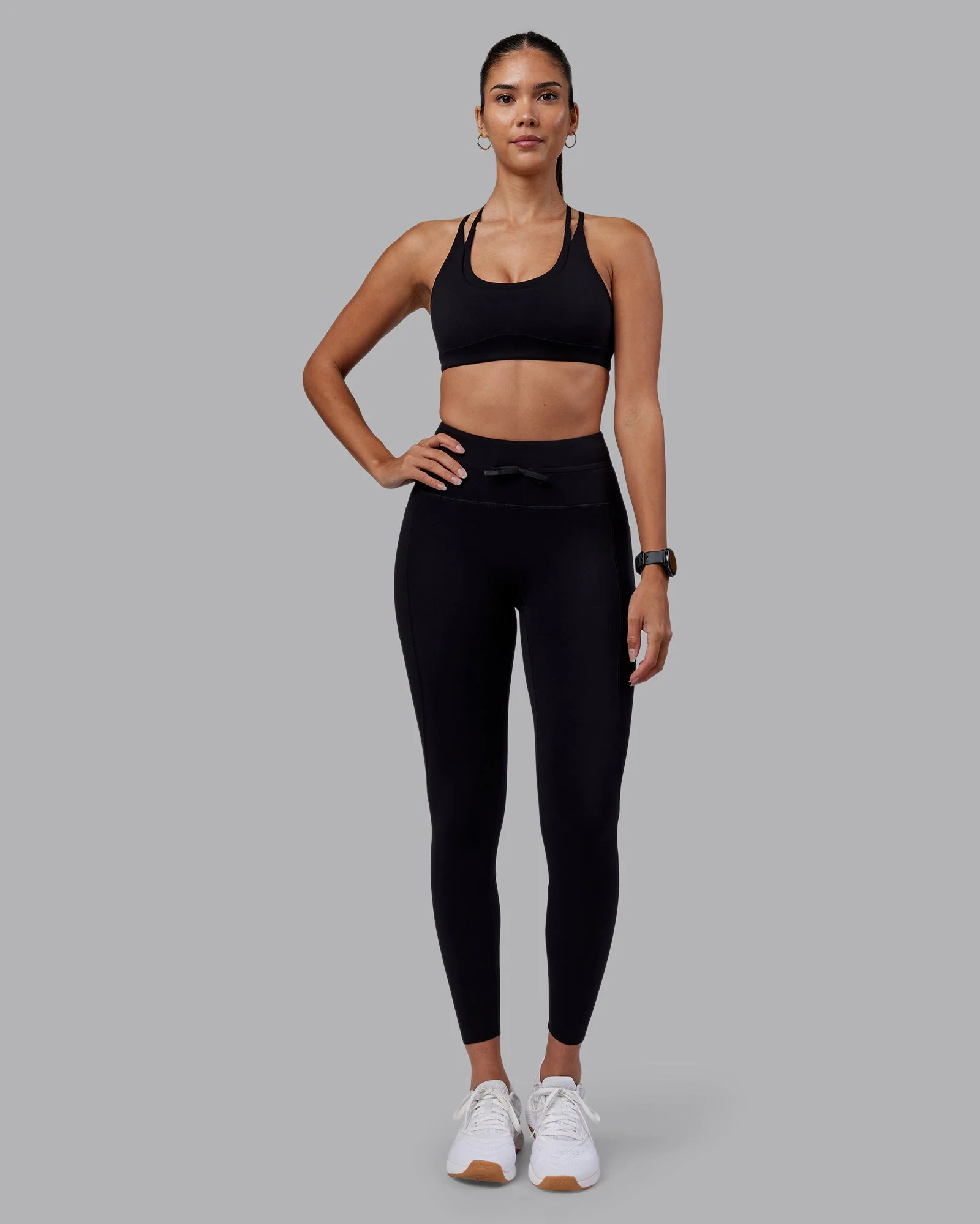 Effortless Drawstring Ultra High-Rise Full Length Legging Pockets - Black