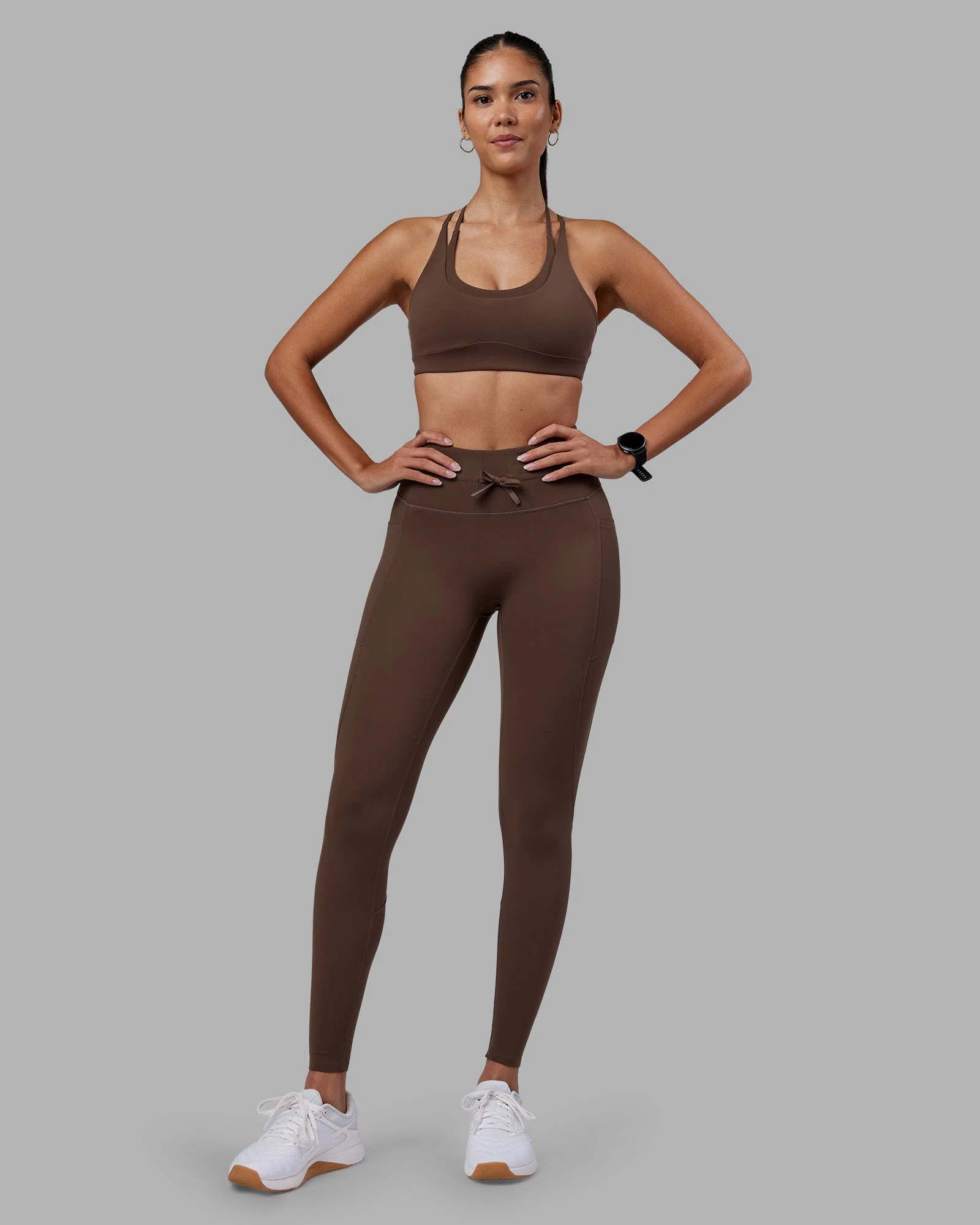 Effortless Drawstring Ultra High-Rise Full Length Legging Pockets - Chocolate Martini