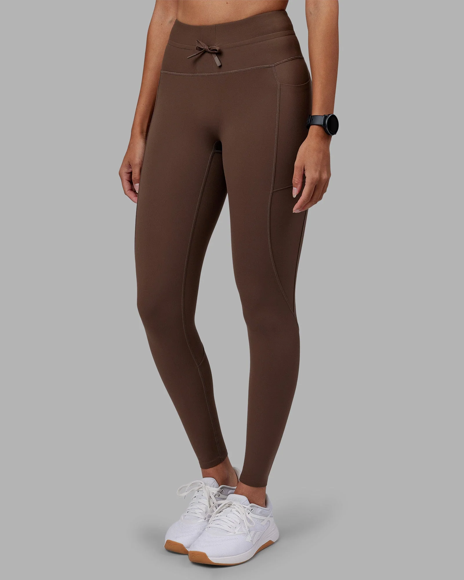 Effortless Drawstring Ultra High-Rise Full Length Legging Pockets - Chocolate Martini - Image 2