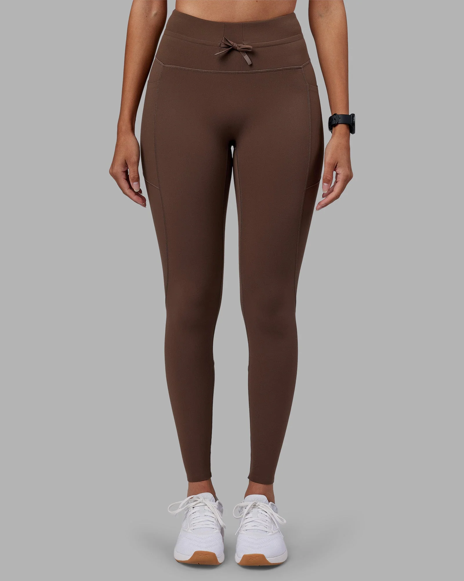 Effortless Drawstring Ultra High-Rise Full Length Legging Pockets - Chocolate Martini - Image 3