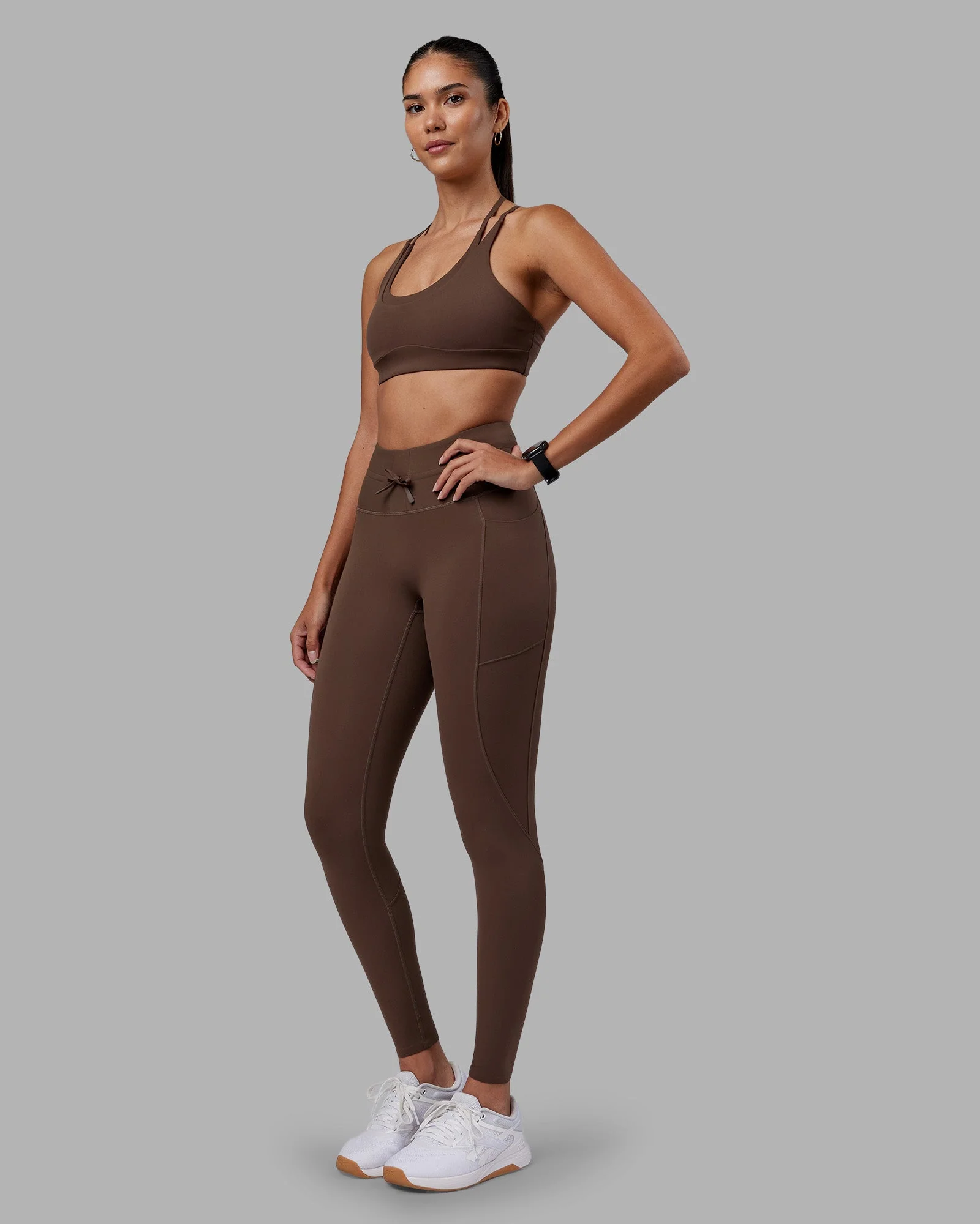 Effortless Drawstring Ultra High-Rise Full Length Legging Pockets - Chocolate Martini - Image 6