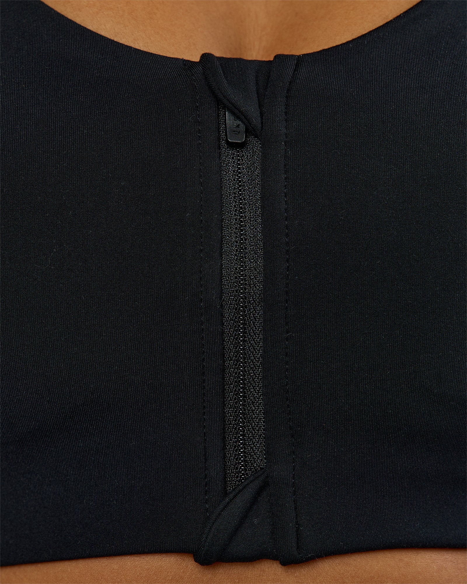 Elarra Zip Front Sports Bra - Black - Image 2