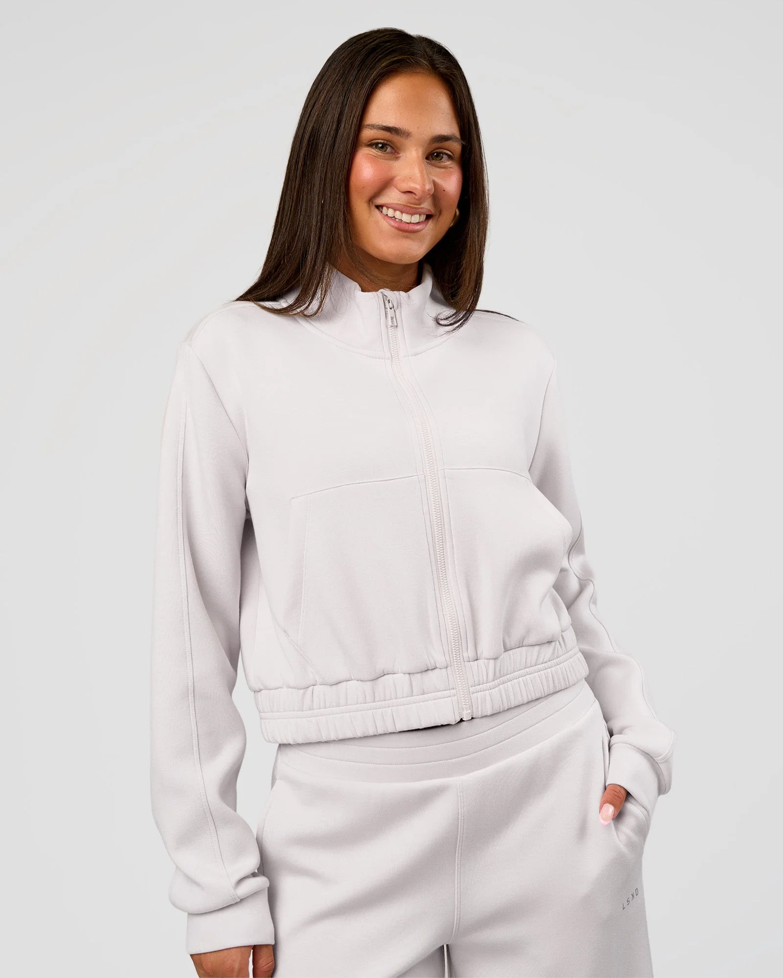 Elevate SoftTouch Cropped Full Zip Jacket - Clay