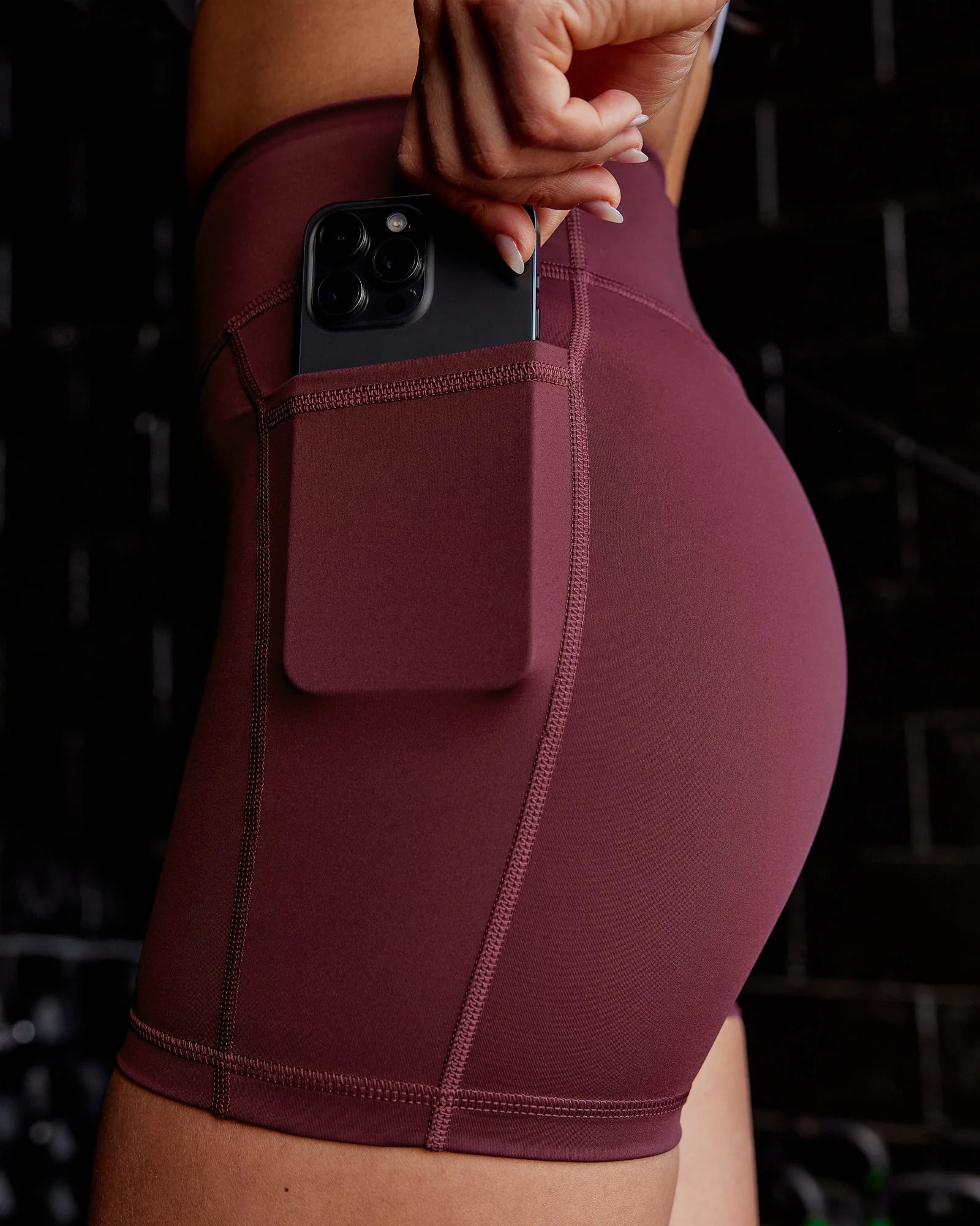 Elite High-Rise 4" Short Pockets - Dark Cherry - Image 2