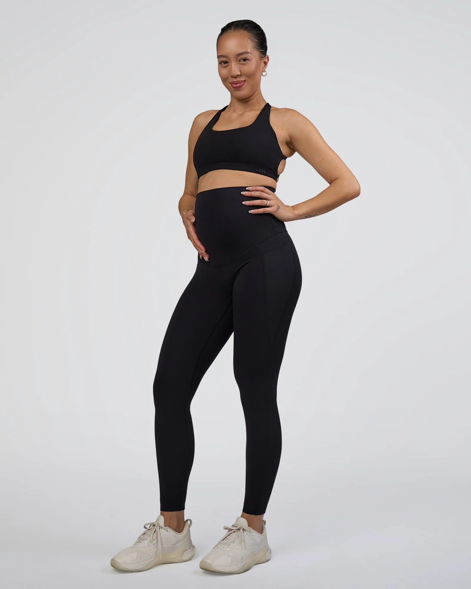 Elixir Ultra High-Rise Maternity Full Length Legging Pockets - Black - Image 2