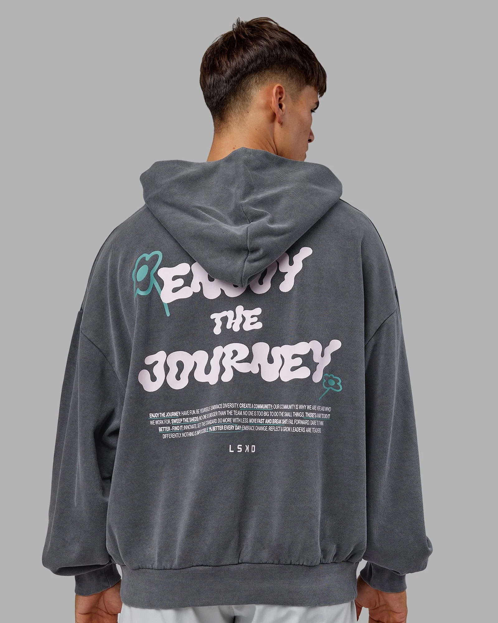 ETJ Values Washed Oversize Hoodie - Dark Storm-Light Bubblegum - Image 4