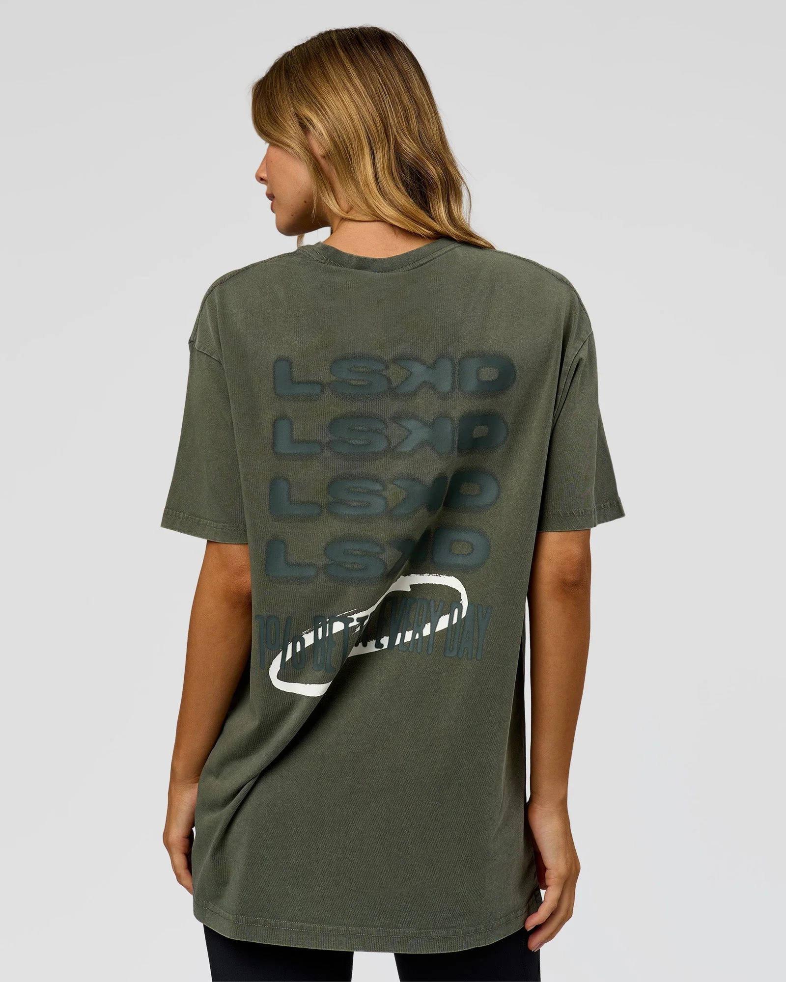Everyday Elevation FLXCotton Oversized Tee - Carbon Green Washed -White - Image 11