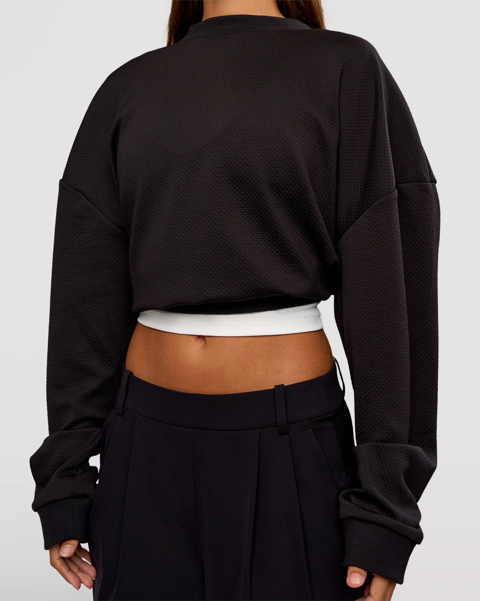 Everyday Elevation Waffle Oversized Sweater - Black - Image 10