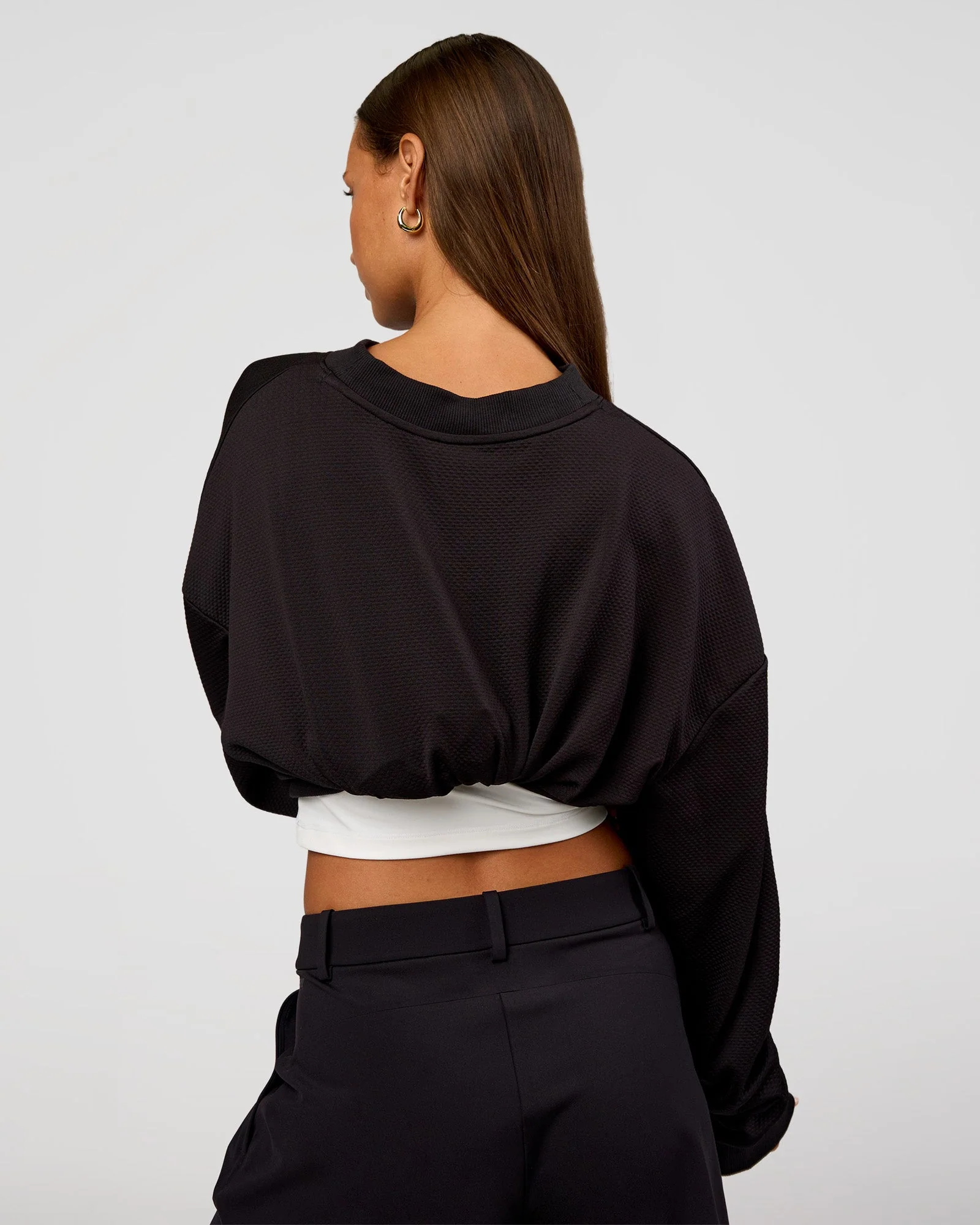 Everyday Elevation Waffle Oversized Sweater - Black - Image 11