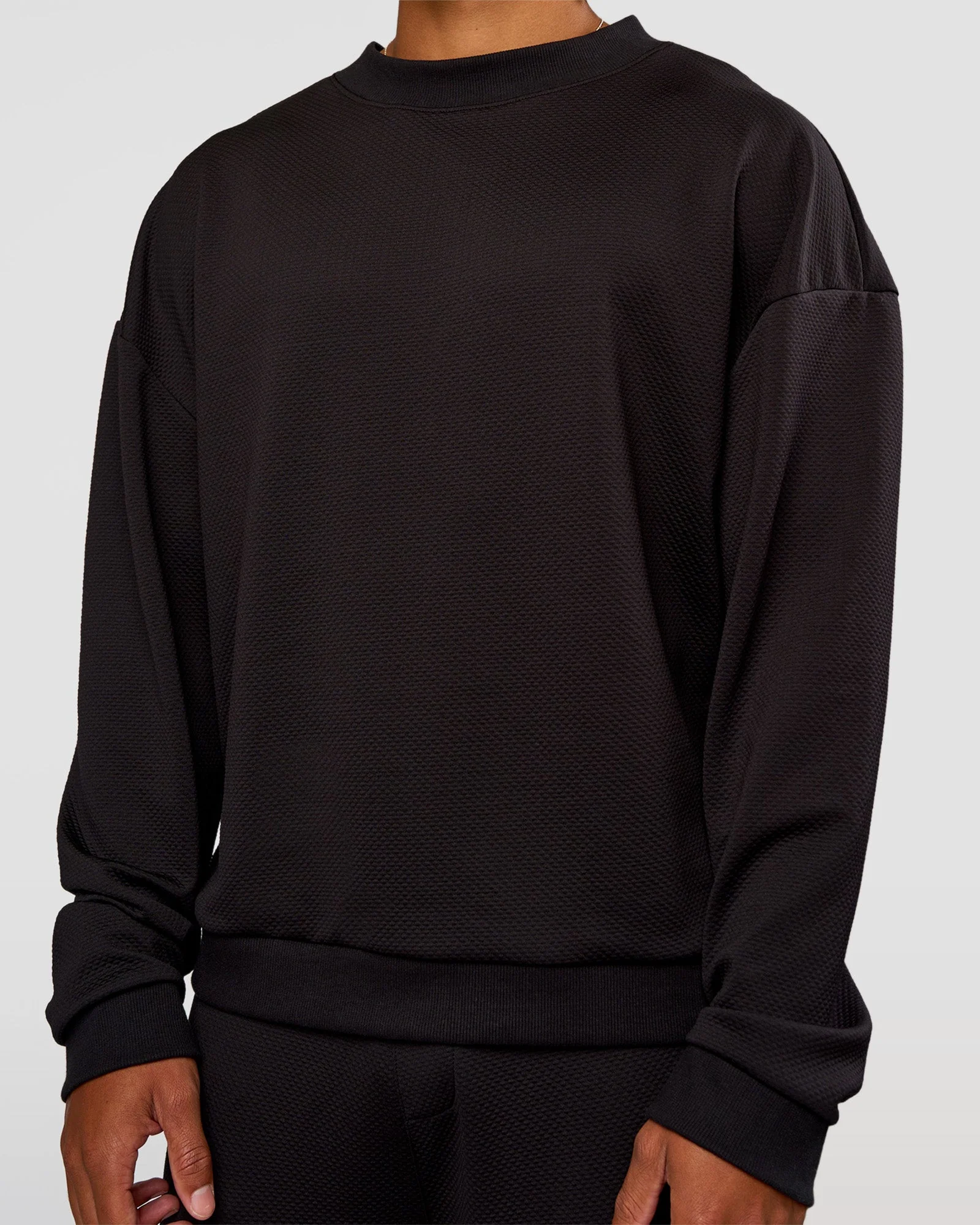 Everyday Elevation Waffle Oversized Sweater - Black - Image 5