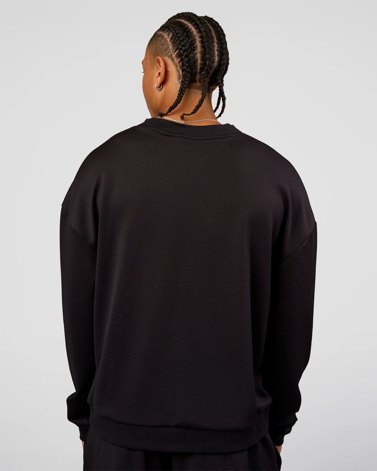 Everyday Elevation Waffle Oversized Sweater - Black - Image 6