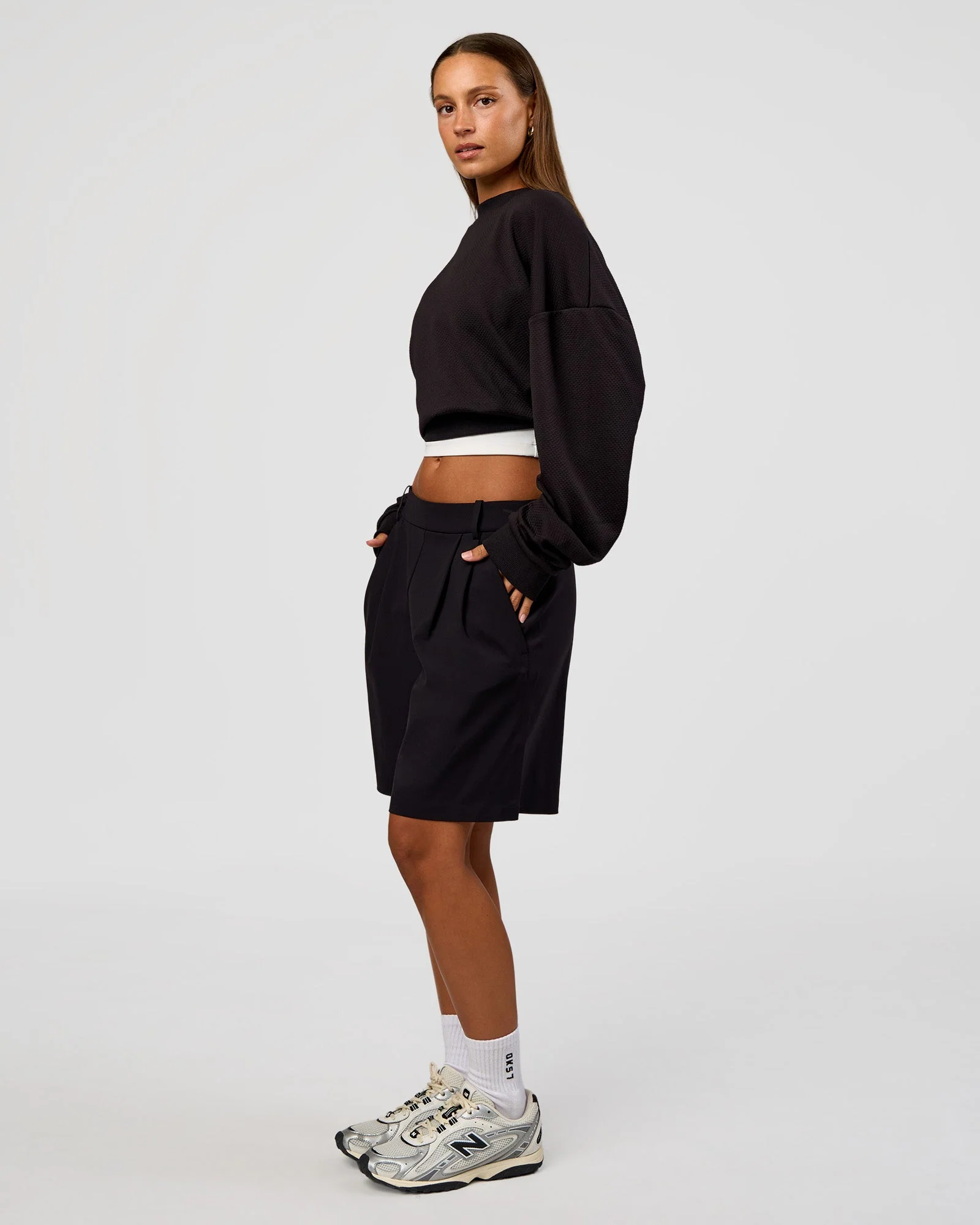 Everyday Elevation Waffle Oversized Sweater - Black - Image 8