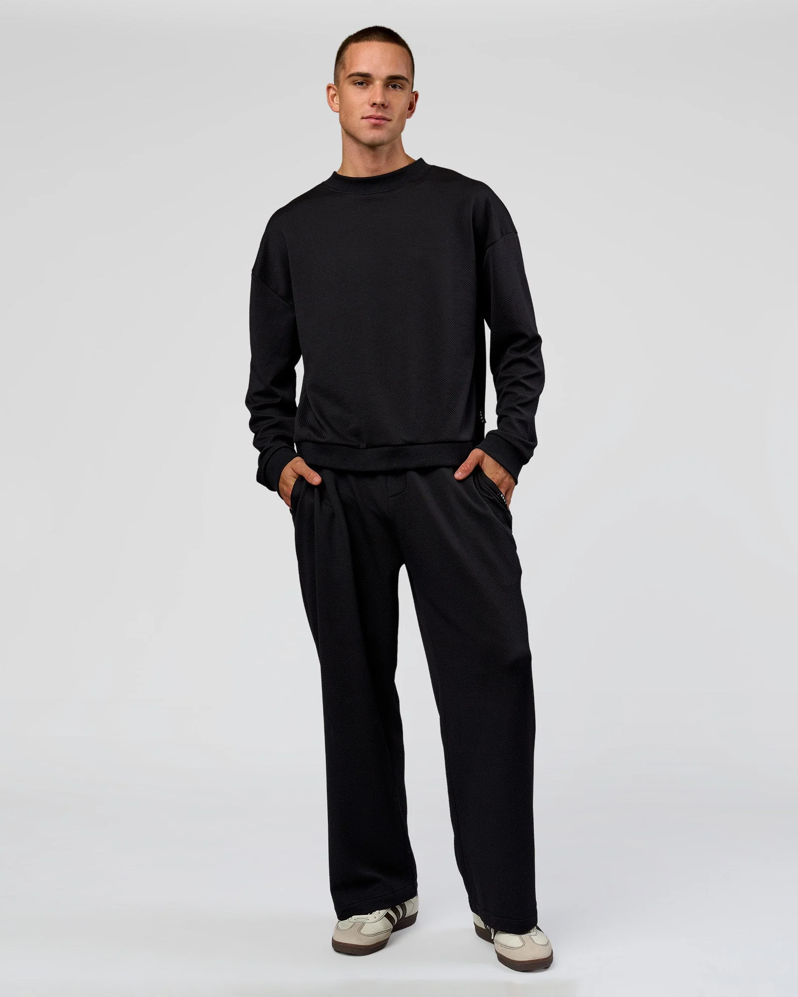 Everyday Elevation Waffle Wide Leg Pant - Black - Image 8