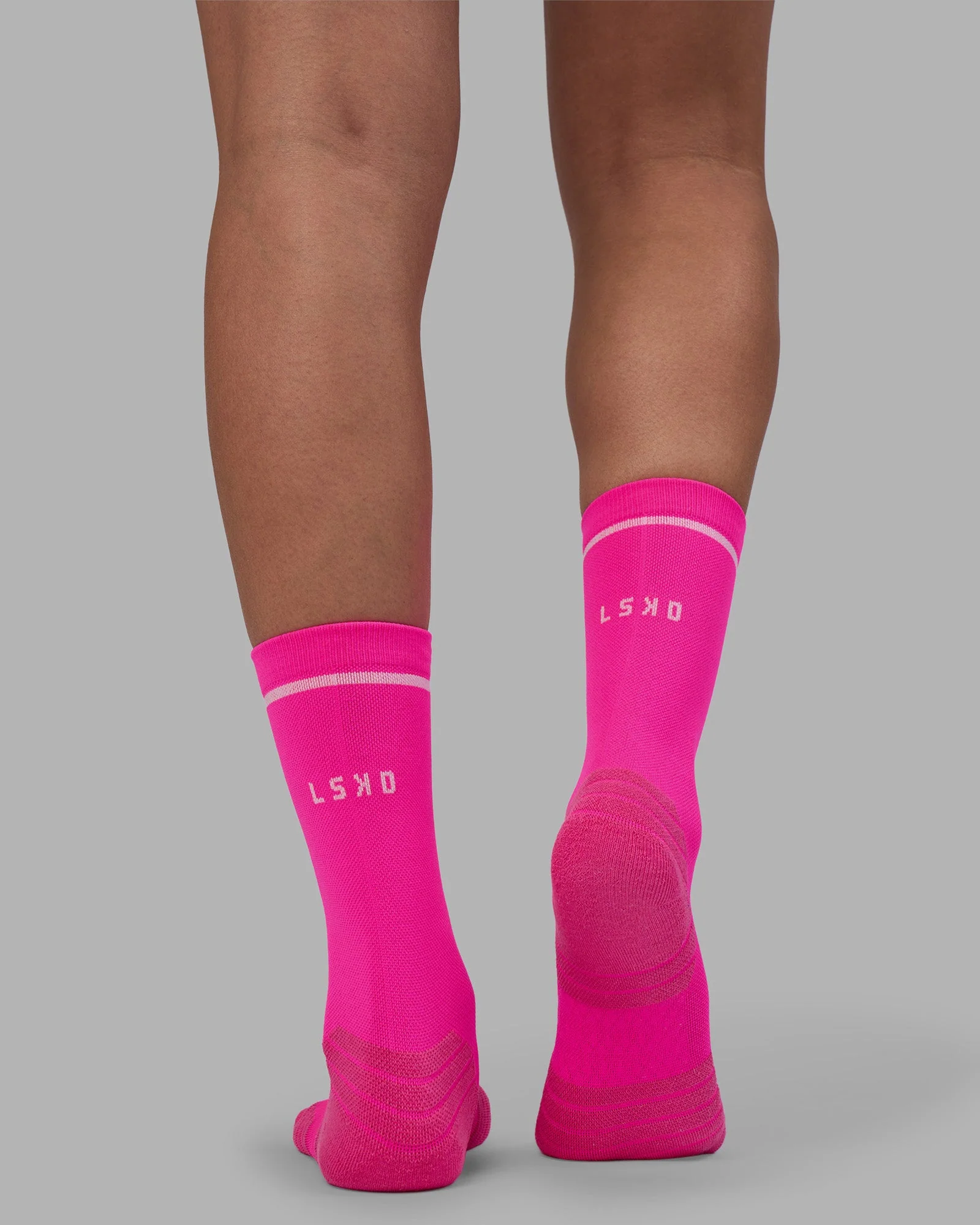 Fast Performance Crew Socks - Neon Pink-White - Image 3