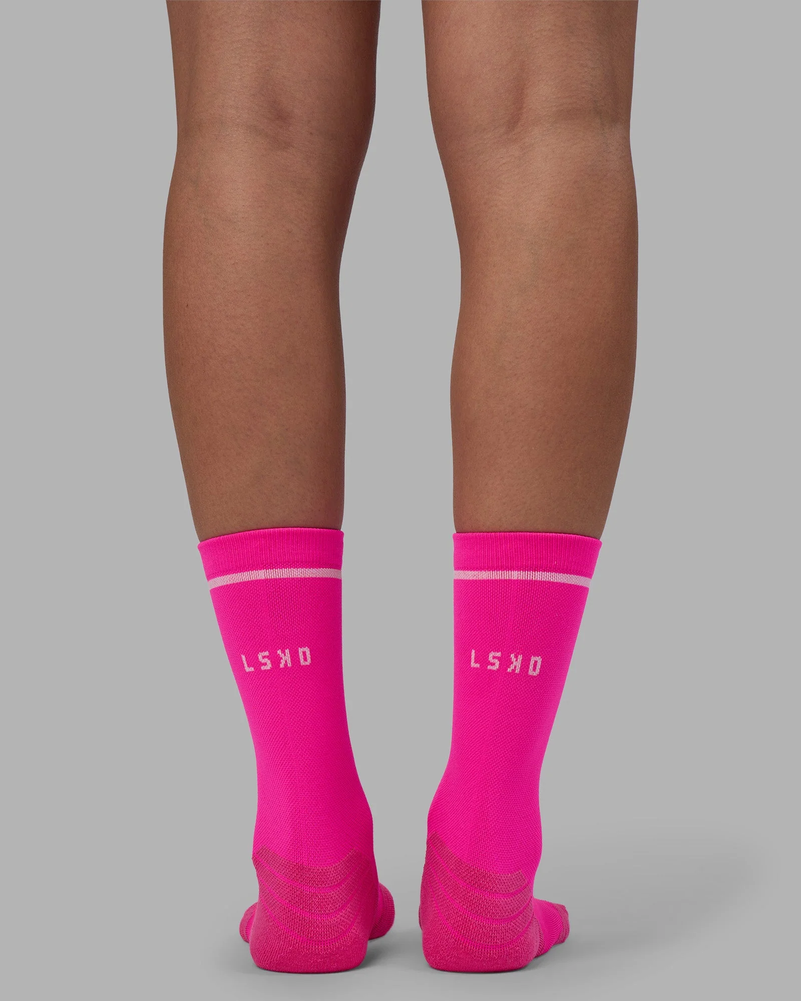 Fast Performance Crew Socks - Neon Pink-White - Image 4