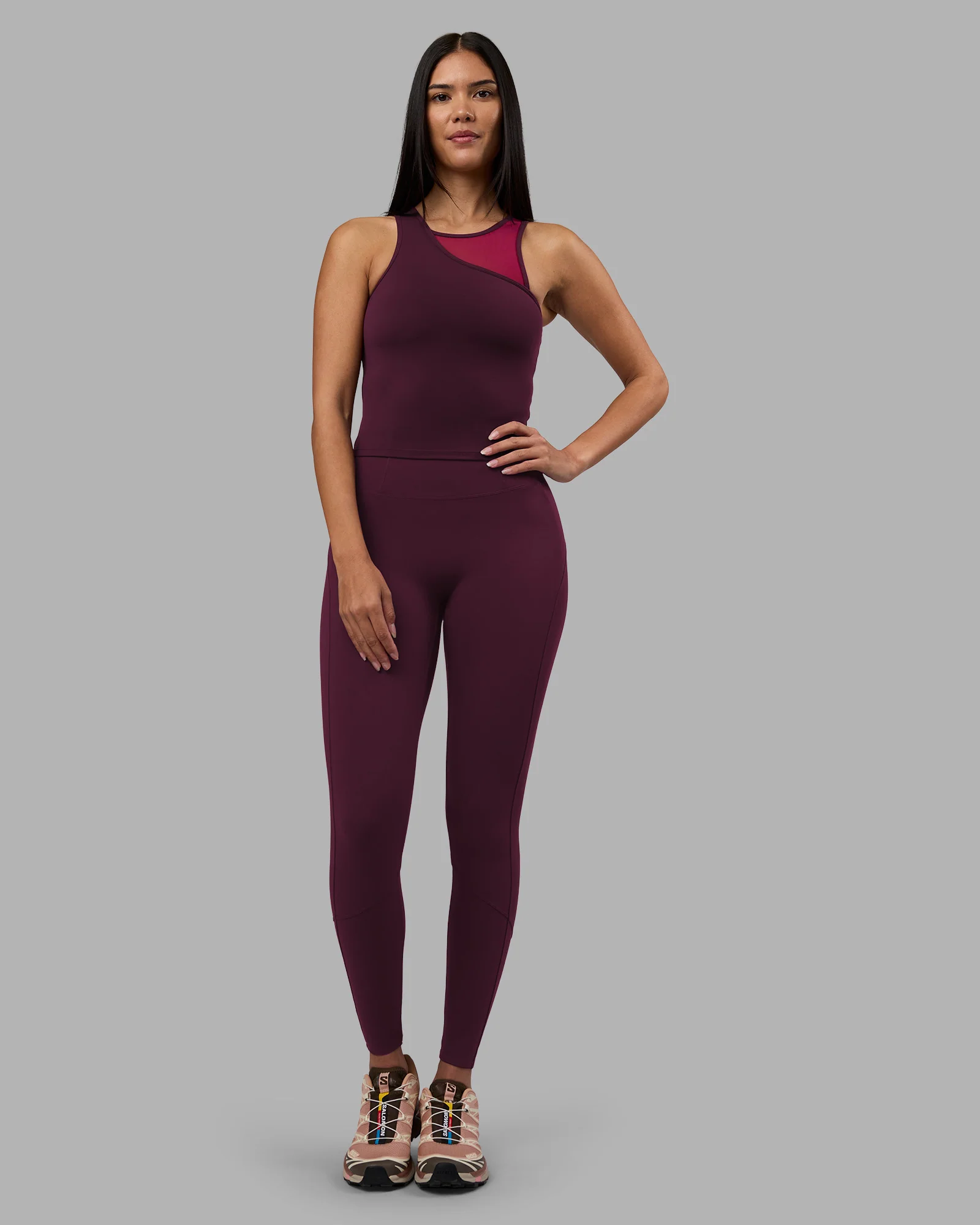 Motion Mesh Shelf Bra Tank - Cherry Lacquer/Plum Berry - Image 7
