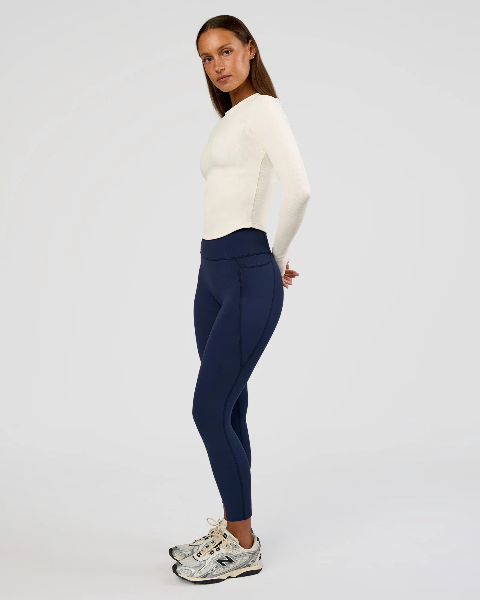 Flow Rib Long Sleeve Tee - Off White - Image 5