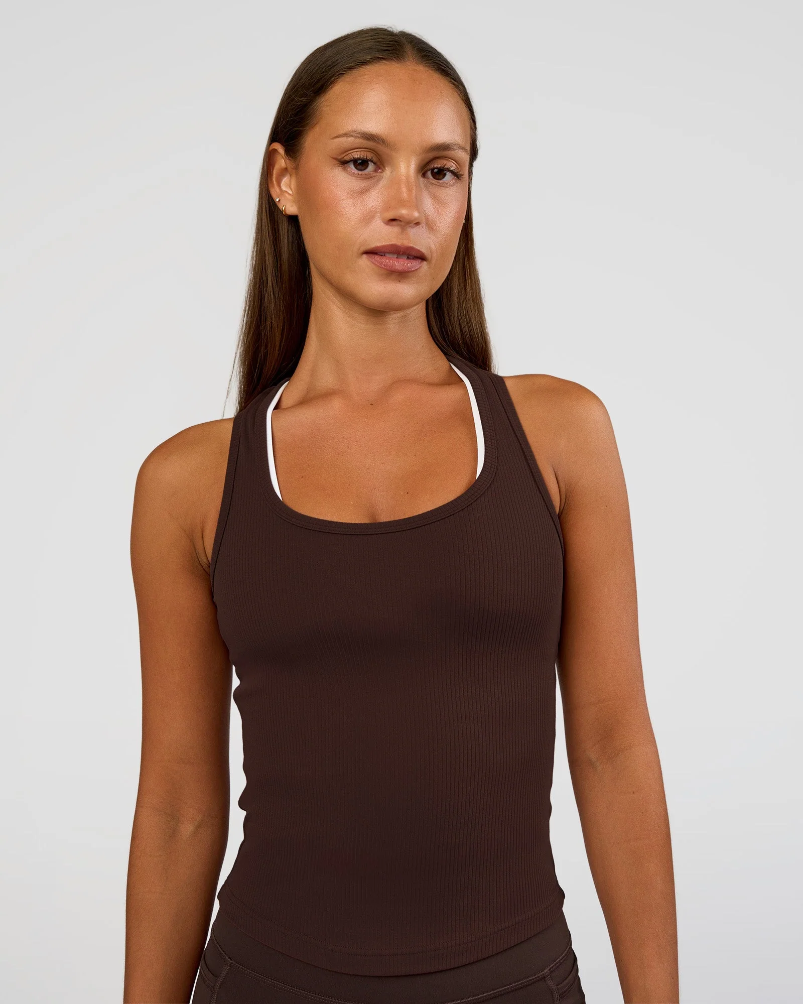 Flow Rib Scoop Neck Tank - Hot Chocolate