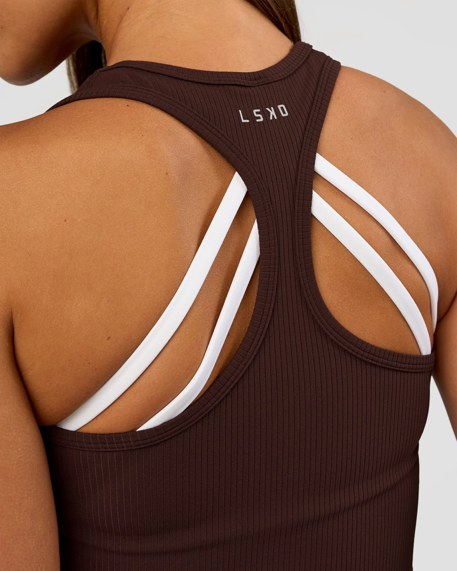 Flow Rib Scoop Neck Tank - Hot Chocolate - Image 3