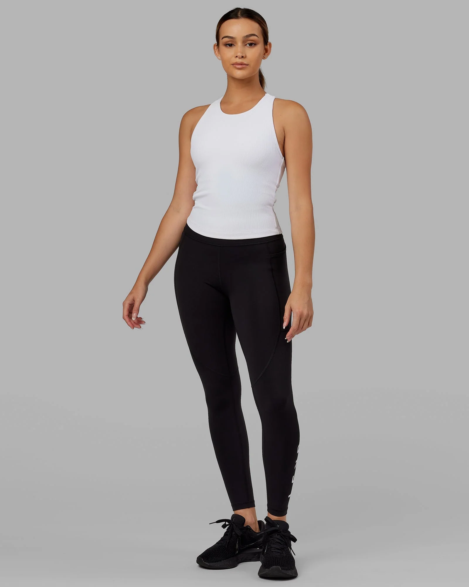 Flow Ribbed Shelf Bra Performance Tank - White - Image 5