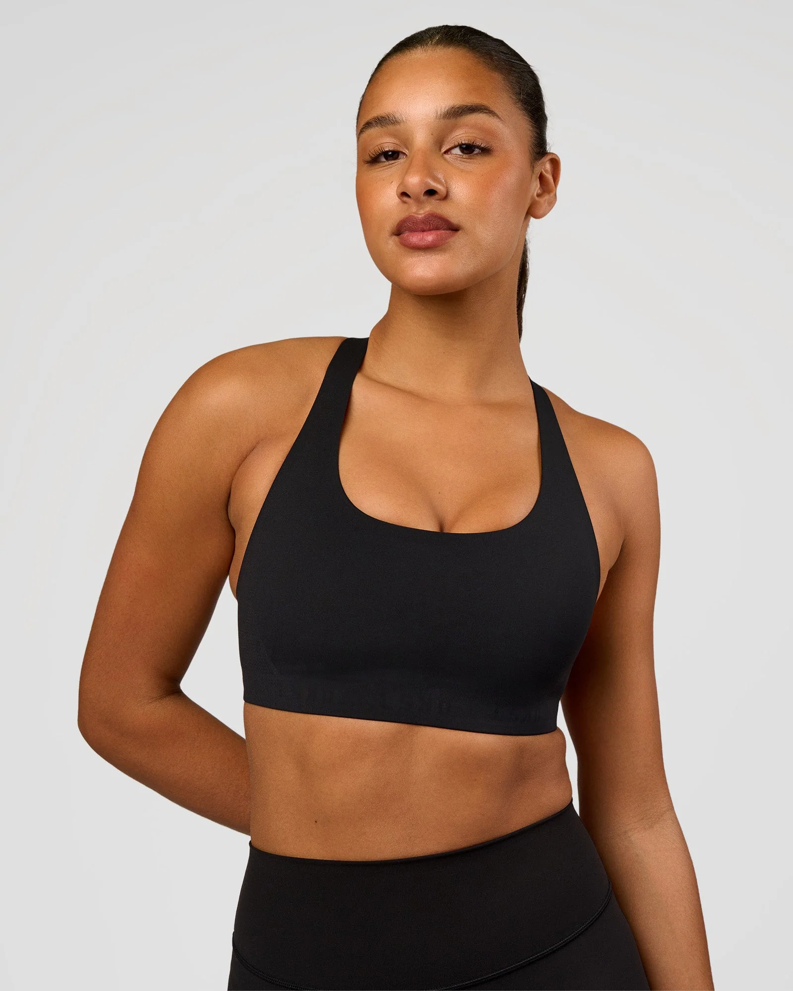 Flow Bonded Scoop Neck Sports Bra - Black - Image 6