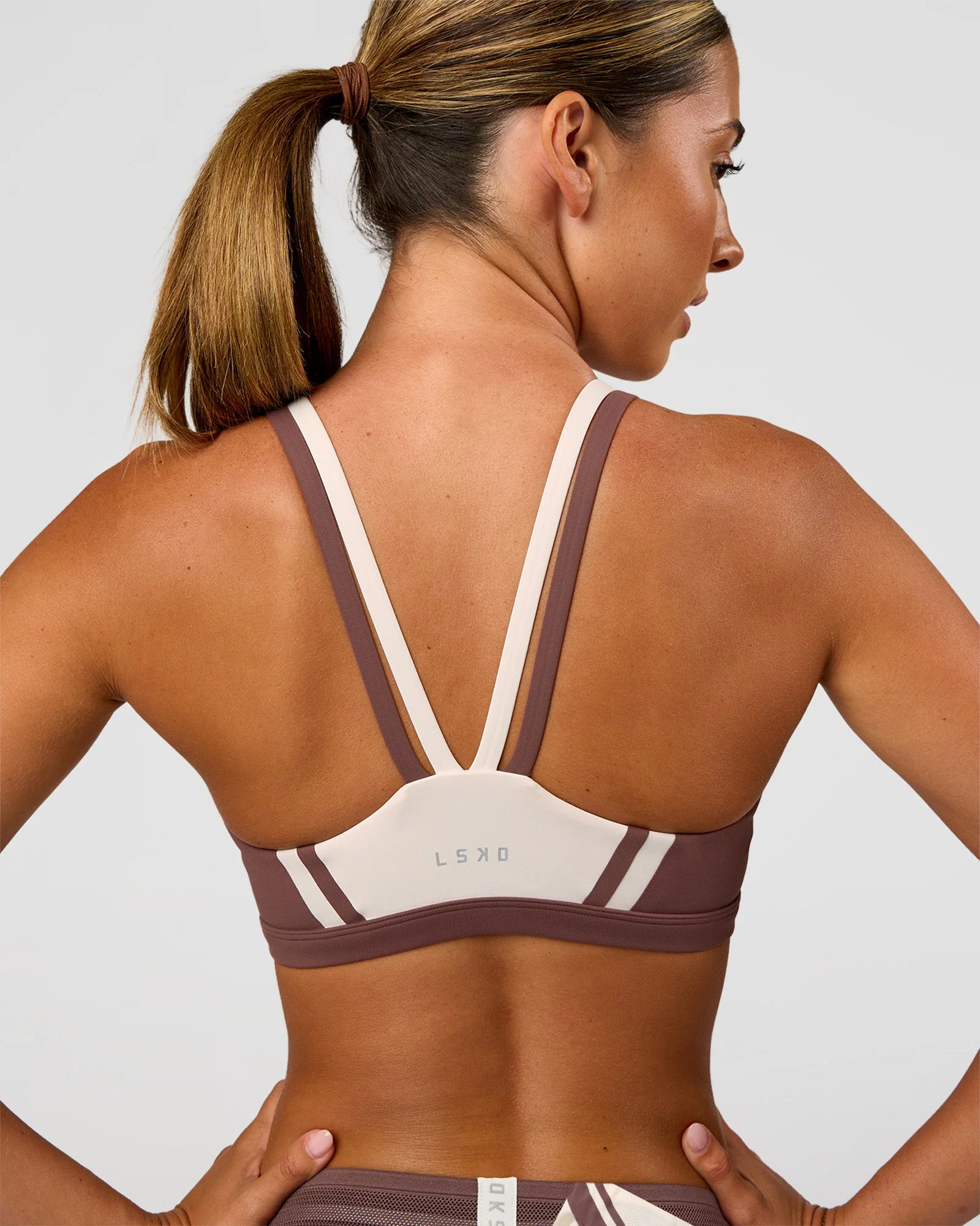 Force Sports Bra - Cocoa Powder-Off White - Image 2