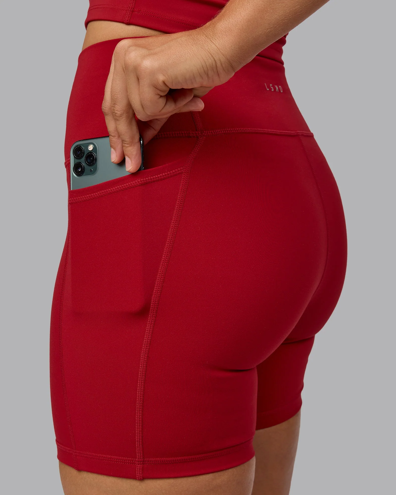 Fusion Ultra High-Rise 6" Short Pockets - Cherry Red - Image 5