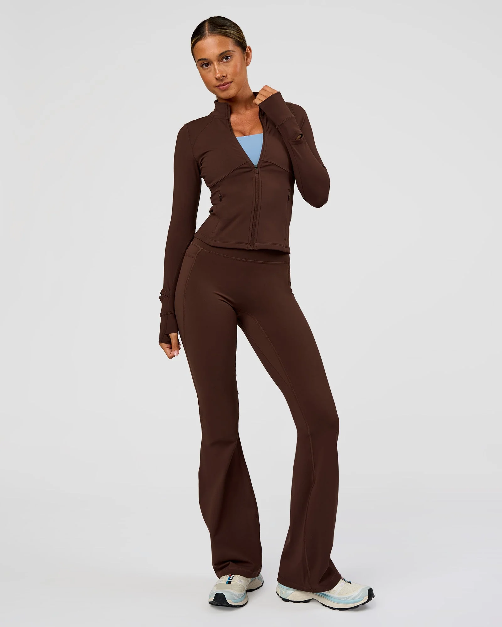 Fusion Ultra High-Rise Flared Legging Pockets - Hot Chocolate - Image 2