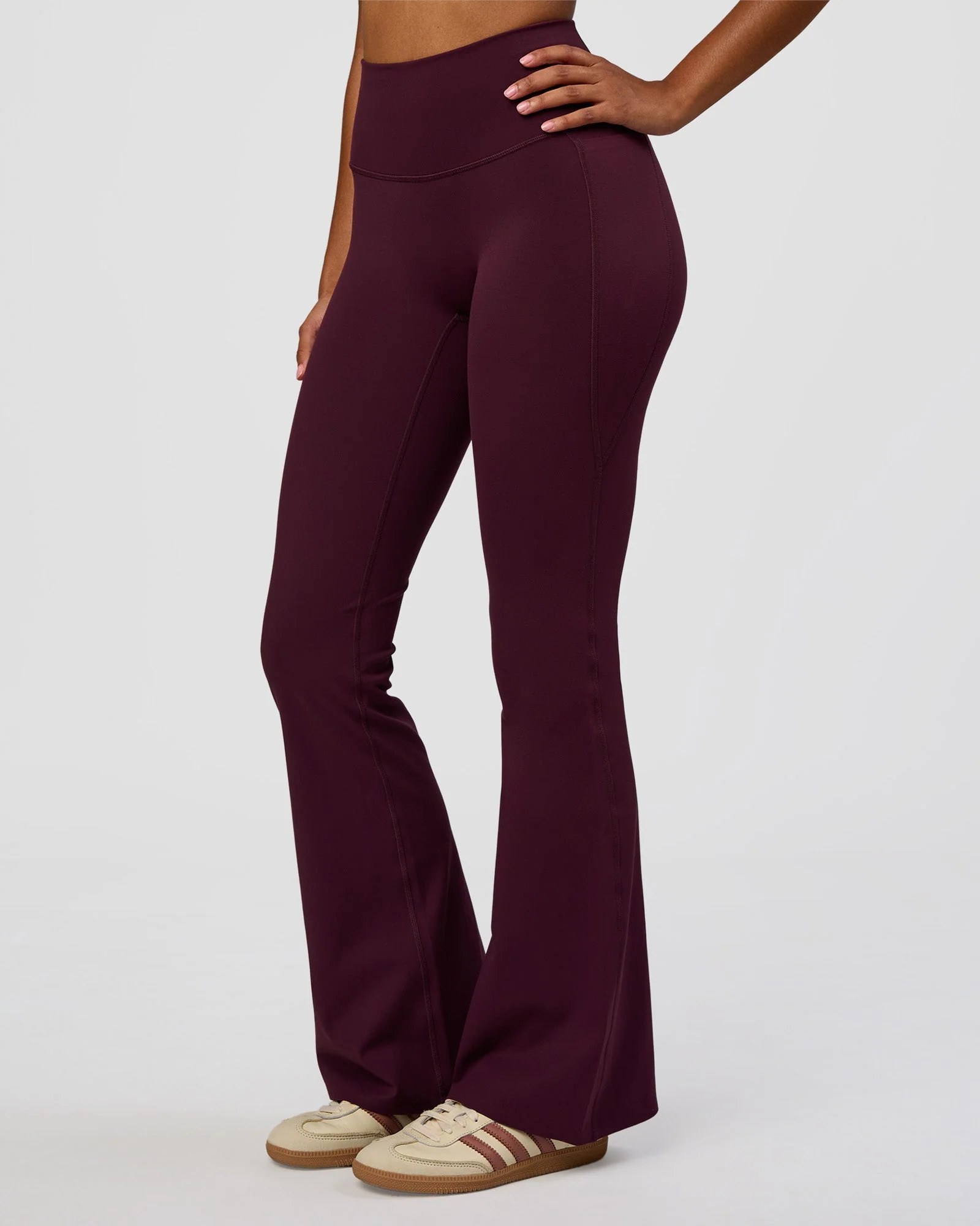 Fusion V-Contour High-Rise Flared Legging Pockets - Cherry Lacquer - Image 2
