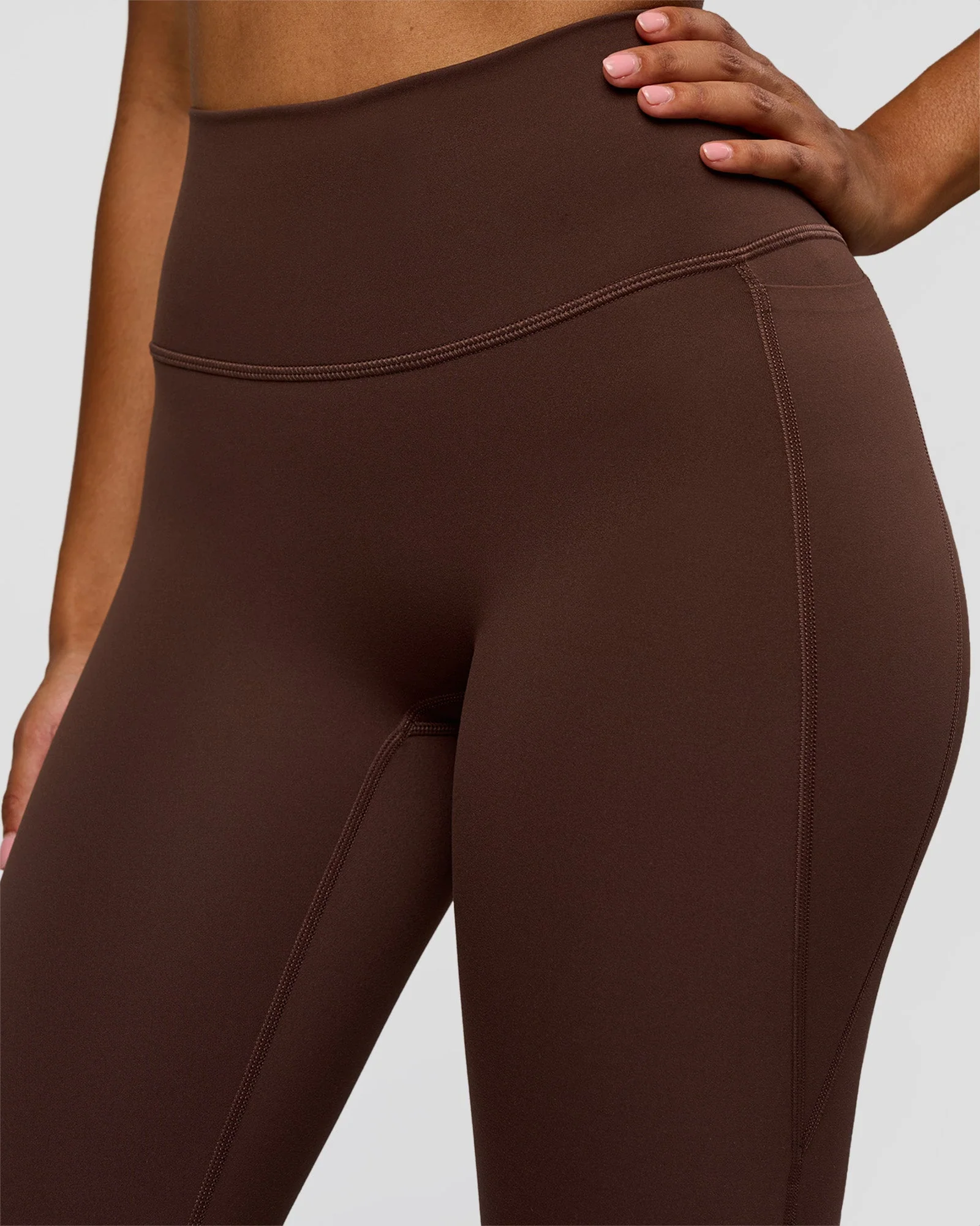 Fusion V-Contour High-Rise Flared Legging Pockets - Hot Chocolate - Image 6