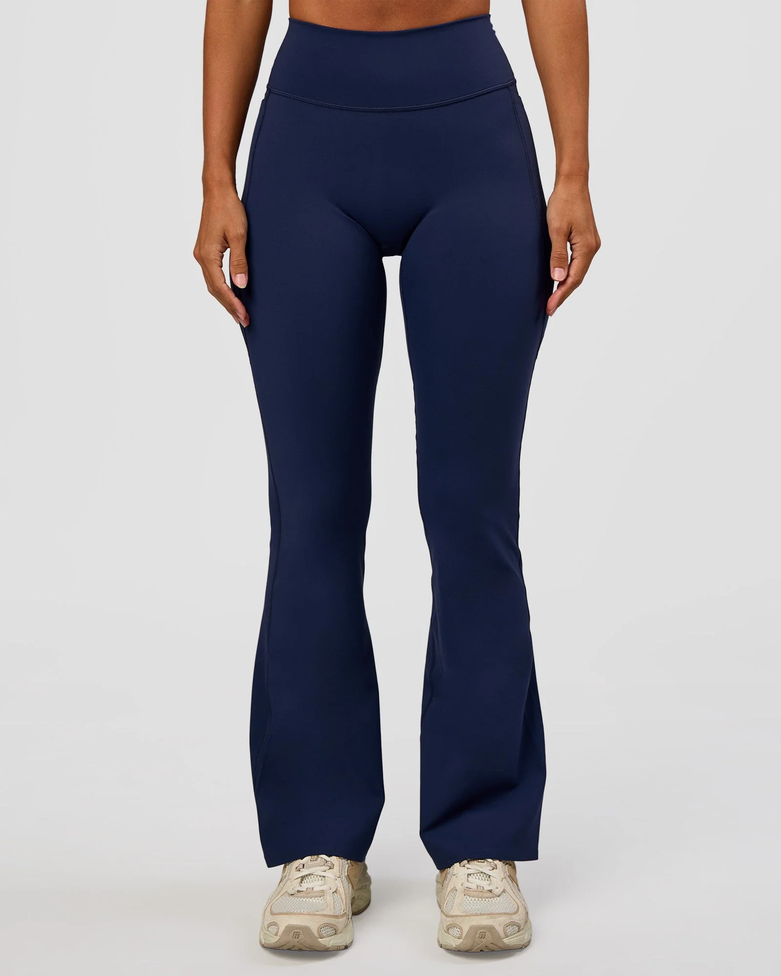 Fusion V-Contour High-Rise Flared Petite Legging Pockets - Future Navy