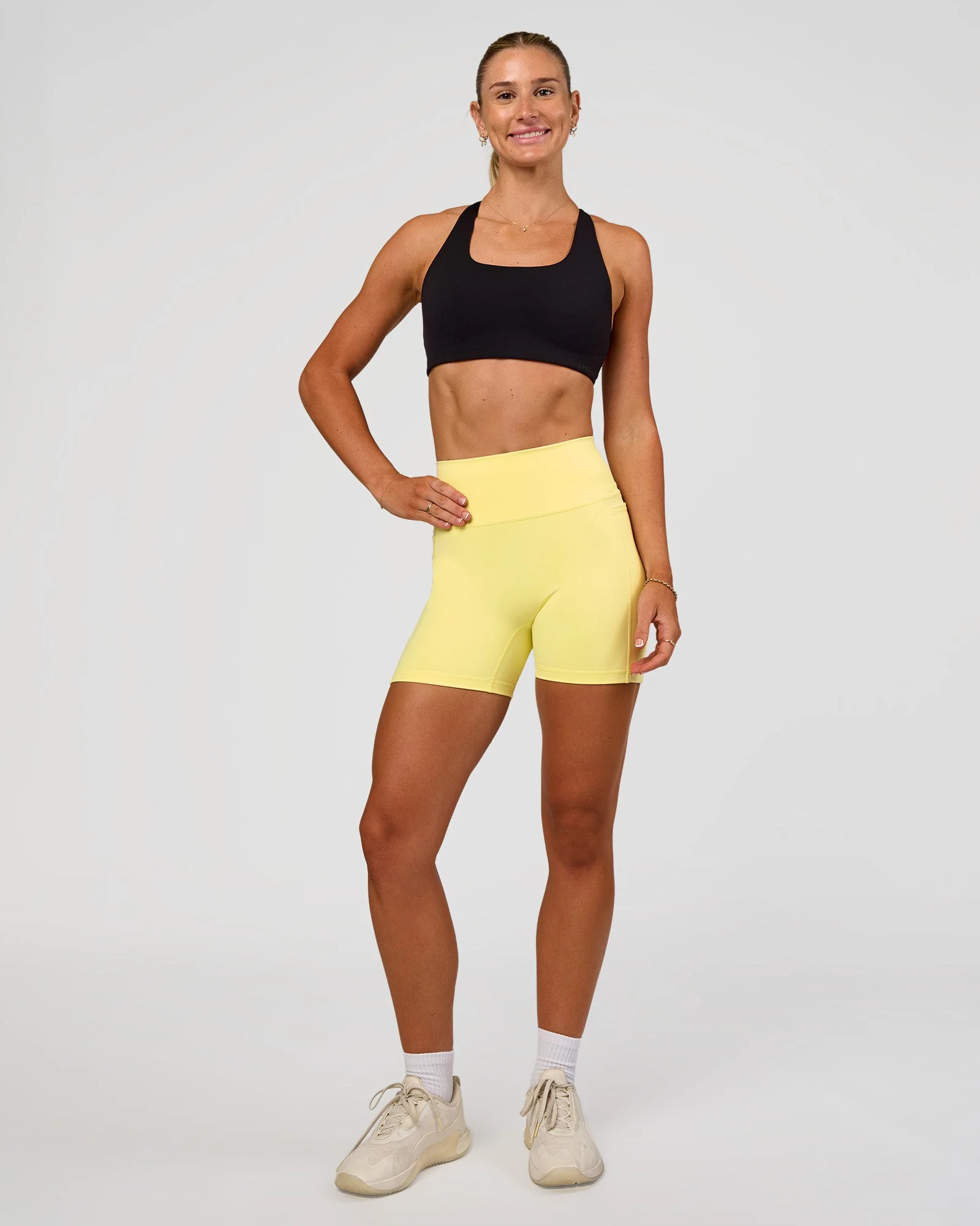 Fusion V-Contour Ultra High-Rise 4' Short Pockets - Yellow Fizz - Image 5
