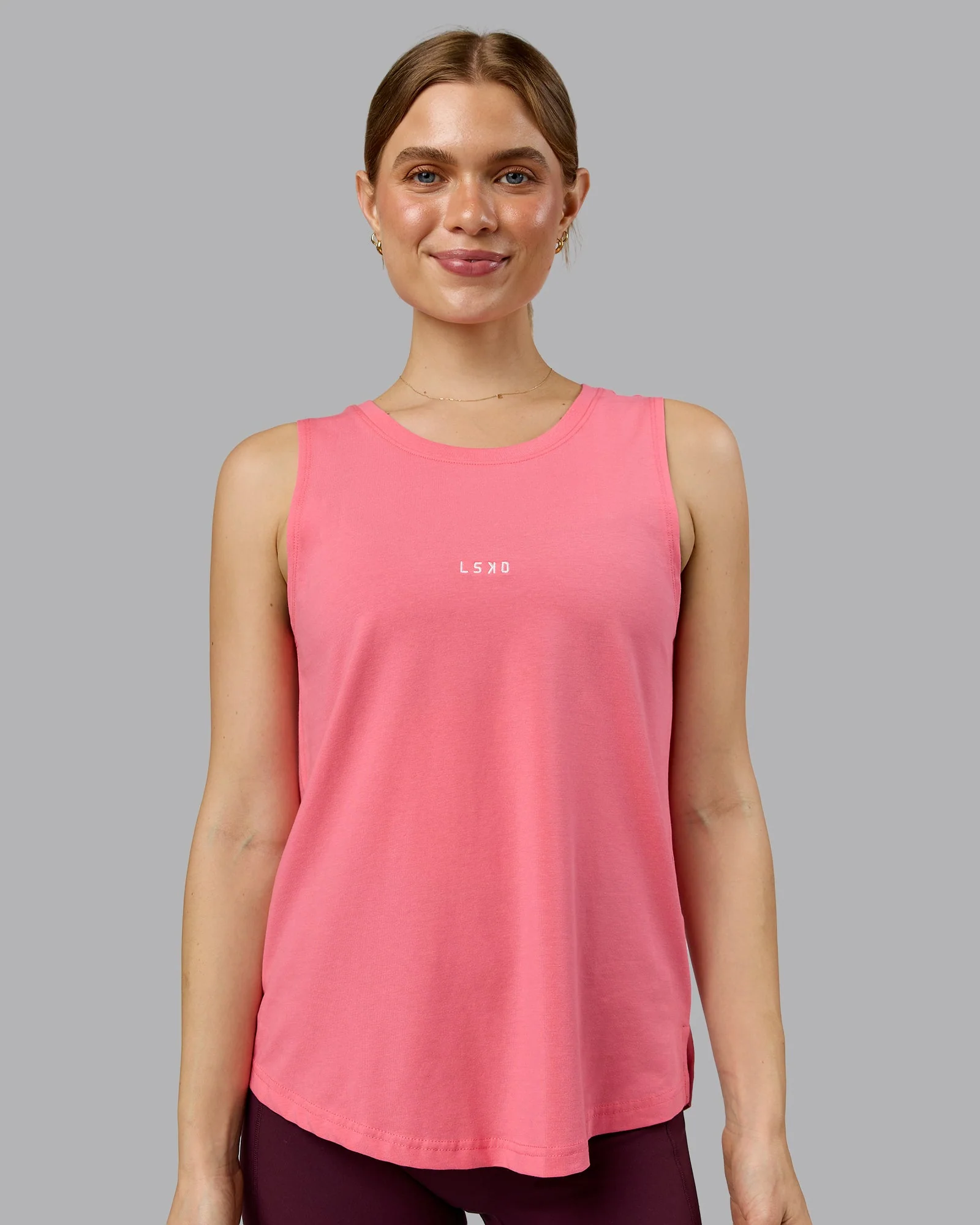 Go-To FLXCotton Longline Tank - Pink Lemonade-White