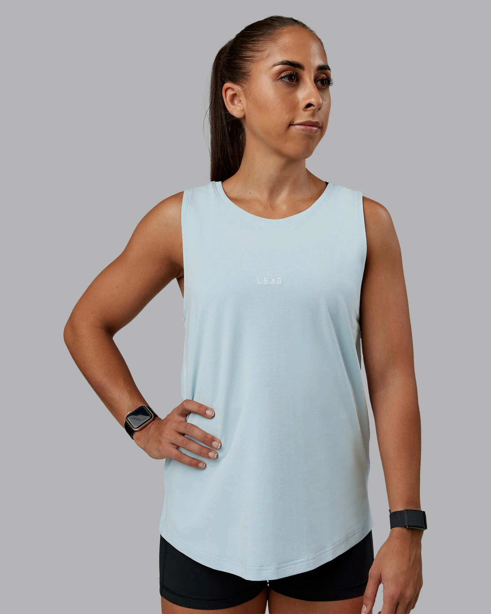 Go-To FLXCotton Longline Tank - Skyride-White