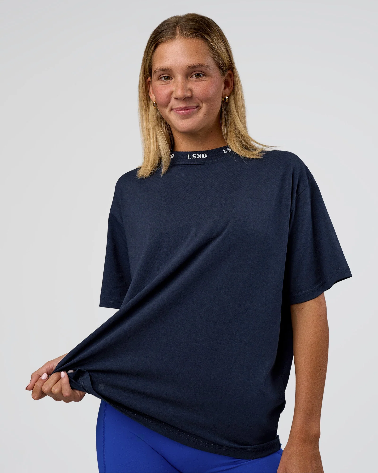 Go-To FLXCotton Oversized Deviation Tee - Future Navy-White
