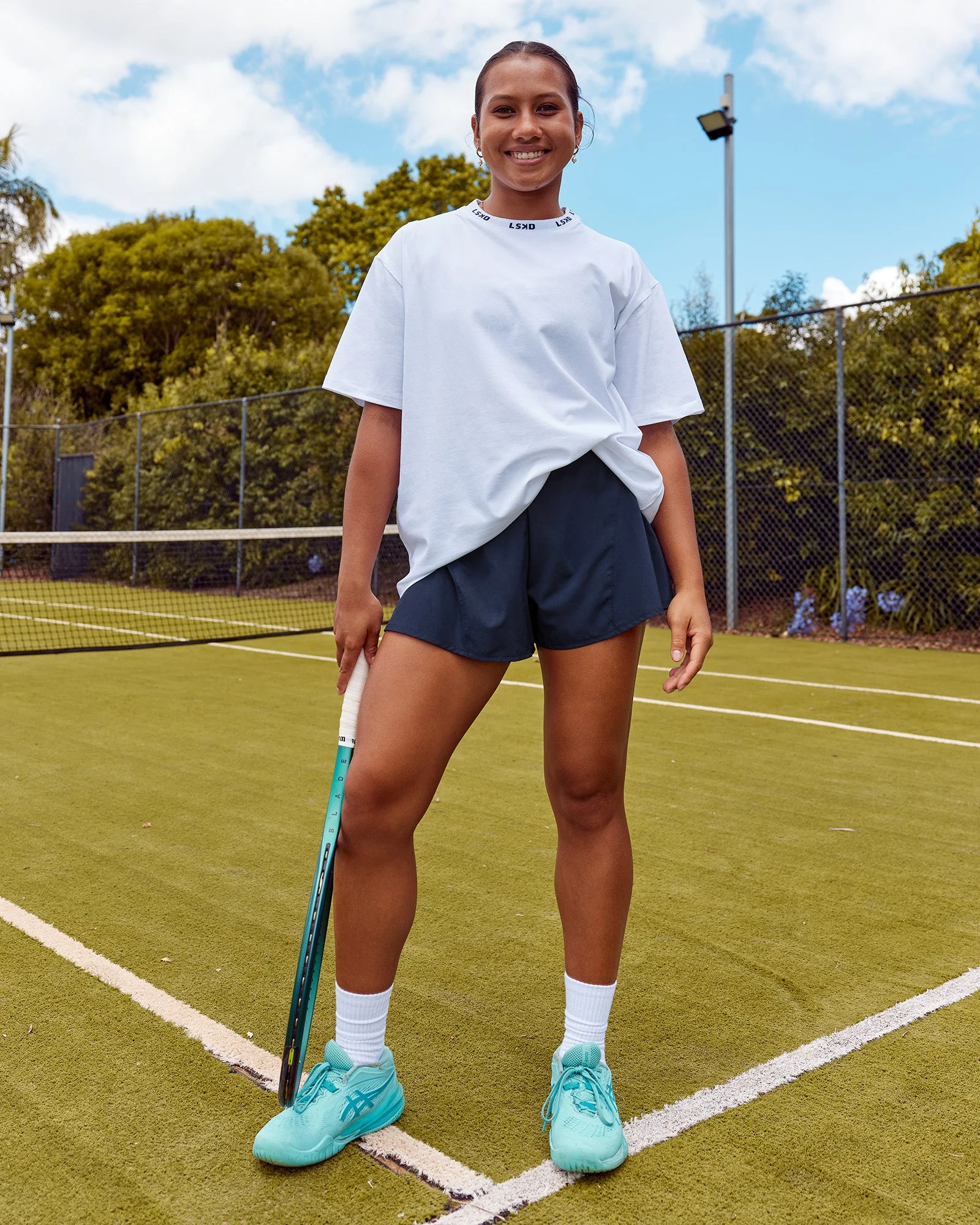 Go-To FLXCotton Oversized Deviation Tee - White-Future Navy