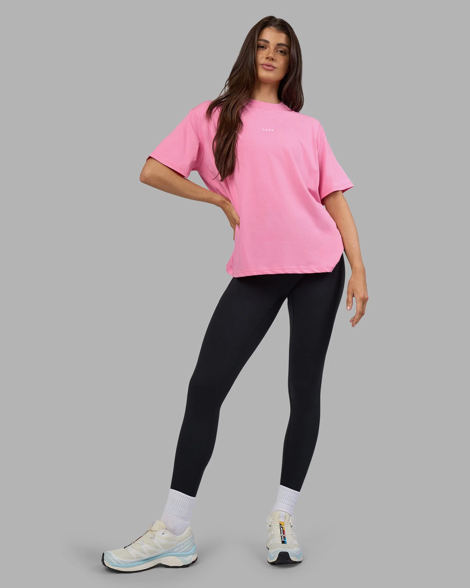 Go-To FLXCotton Oversized Tee - Candy Pink-White