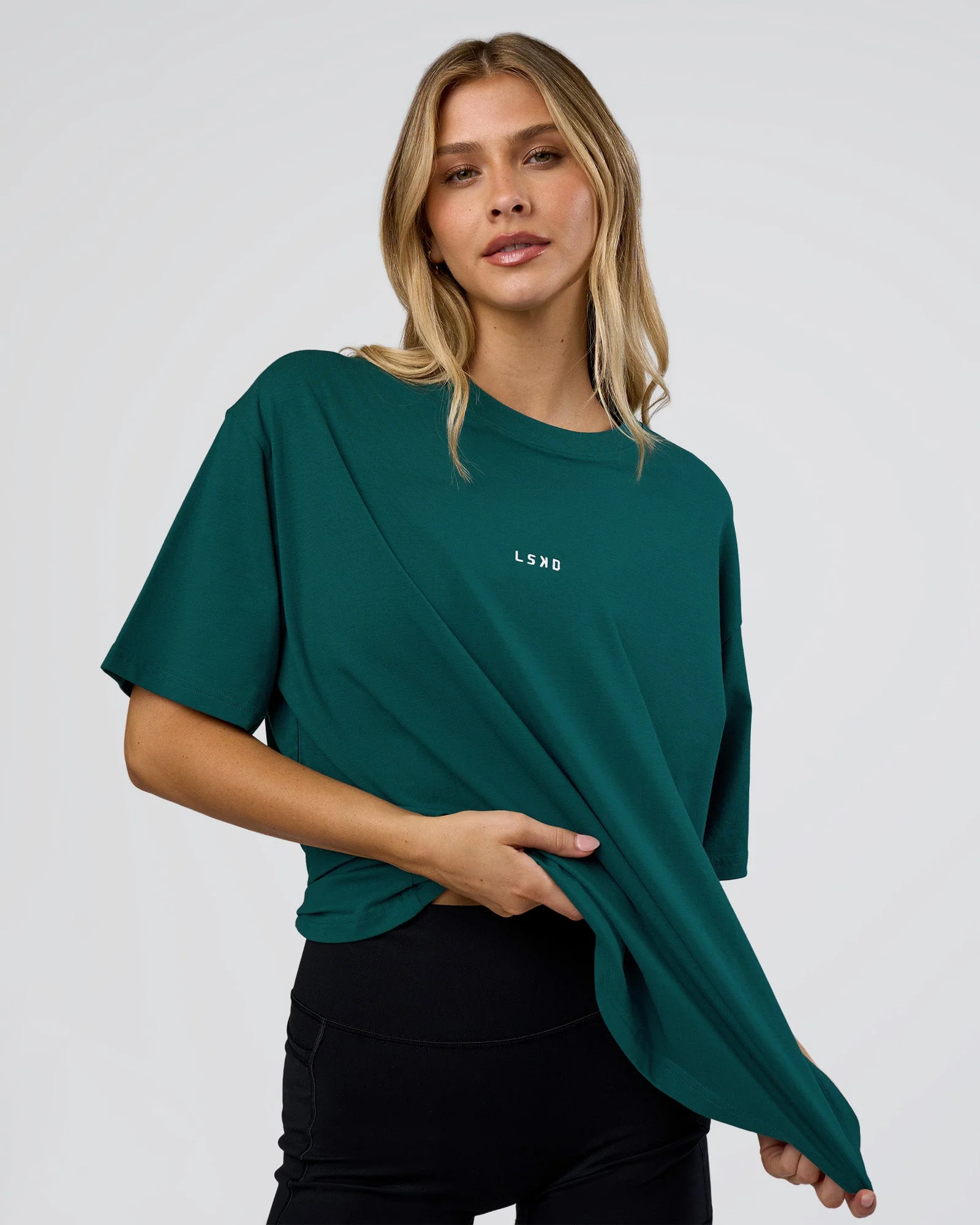 Go-To FLXCotton Oversized Tee - Transformative Teal-White