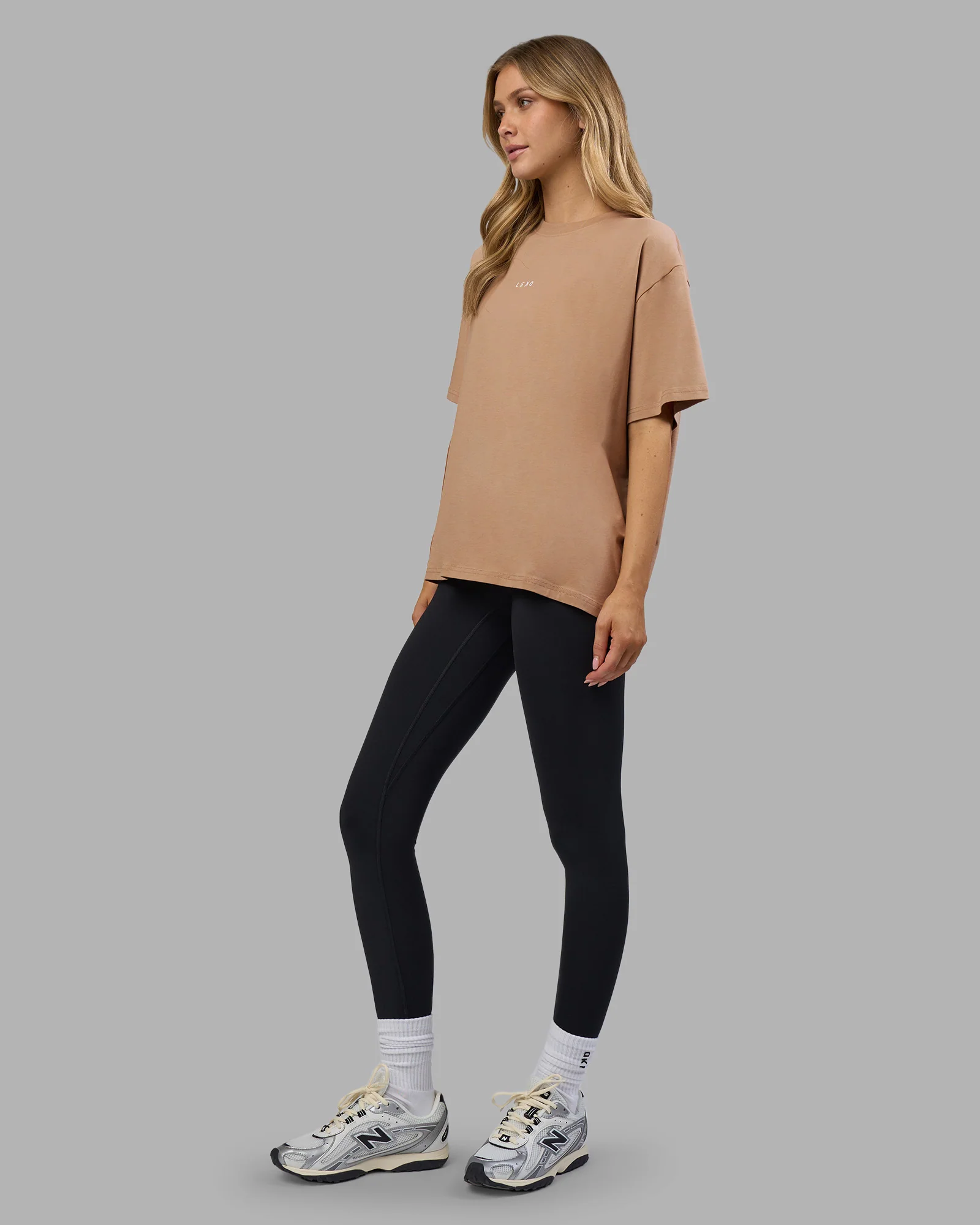 Go-To FLXCotton Oversized Tee - Warm Smoke-White - Image 6