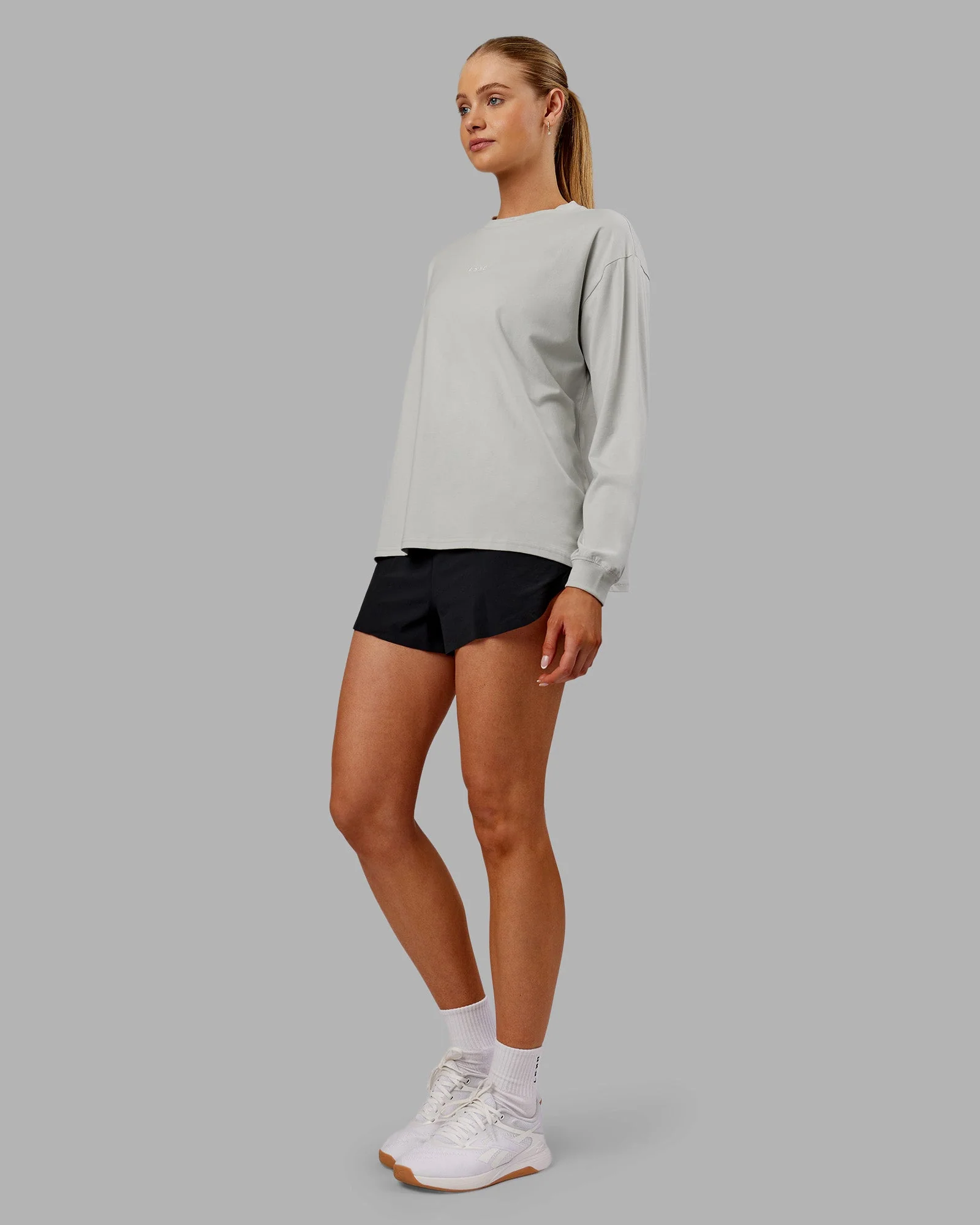 Go-To Long Sleeve FLXCotton Oversized Tee - Digital Mist-White - Image 3