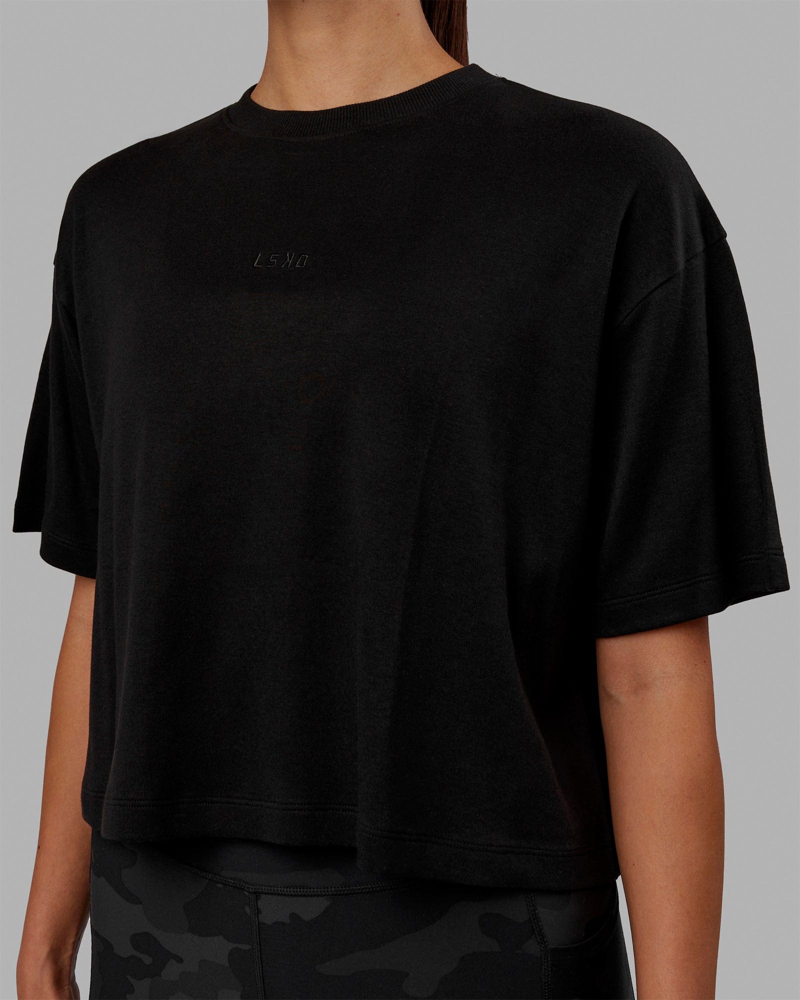 Go-To Modal Oversized Cropped Tee - Black-Black - Image 7