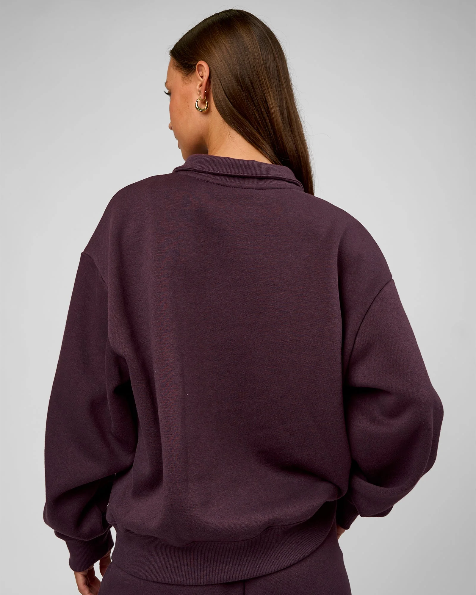 Go-To Oversized Quarter Zip Sweater - Midnight Plum - Image 5
