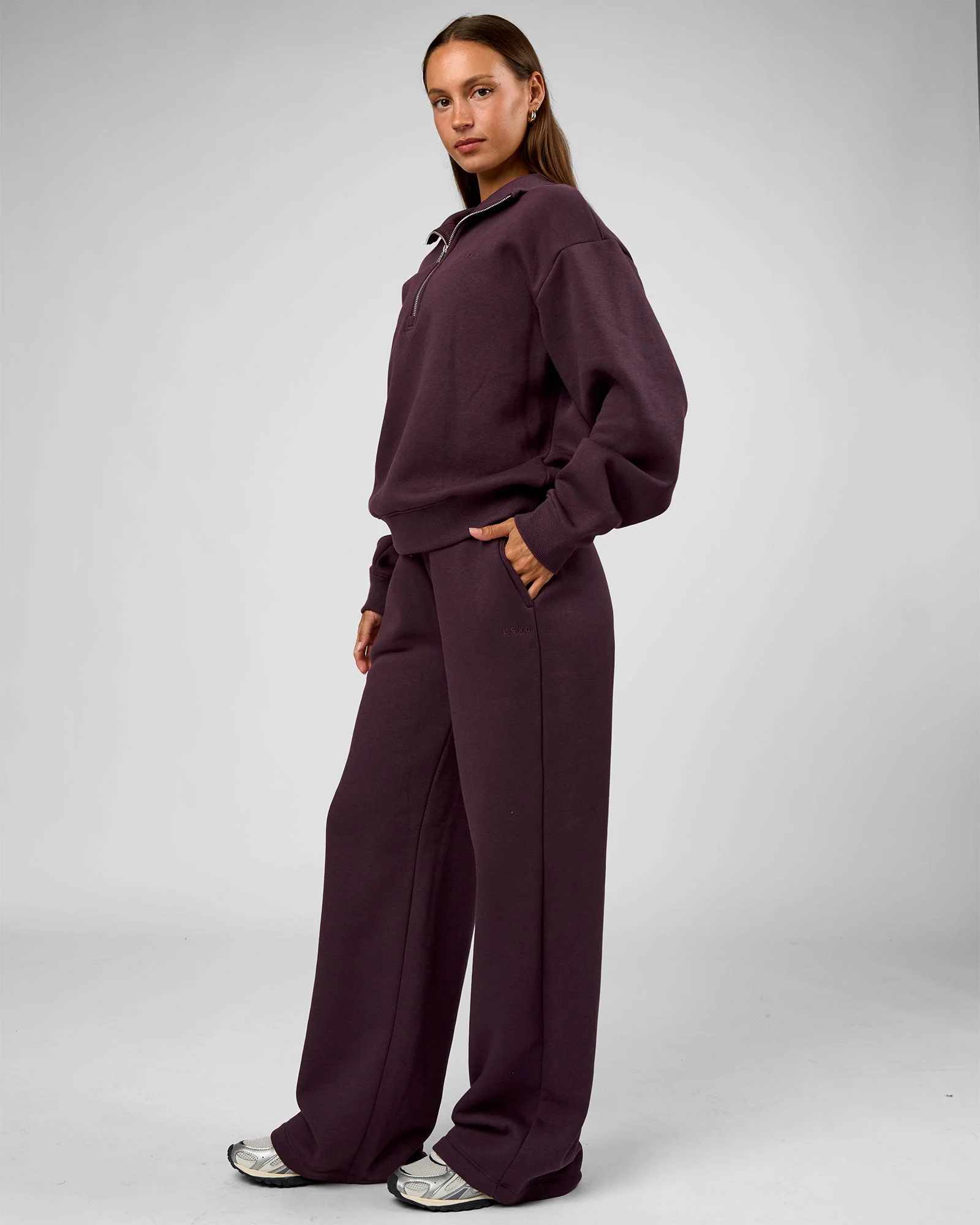 Go-To Oversized Quarter Zip Sweater - Midnight Plum - Image 7