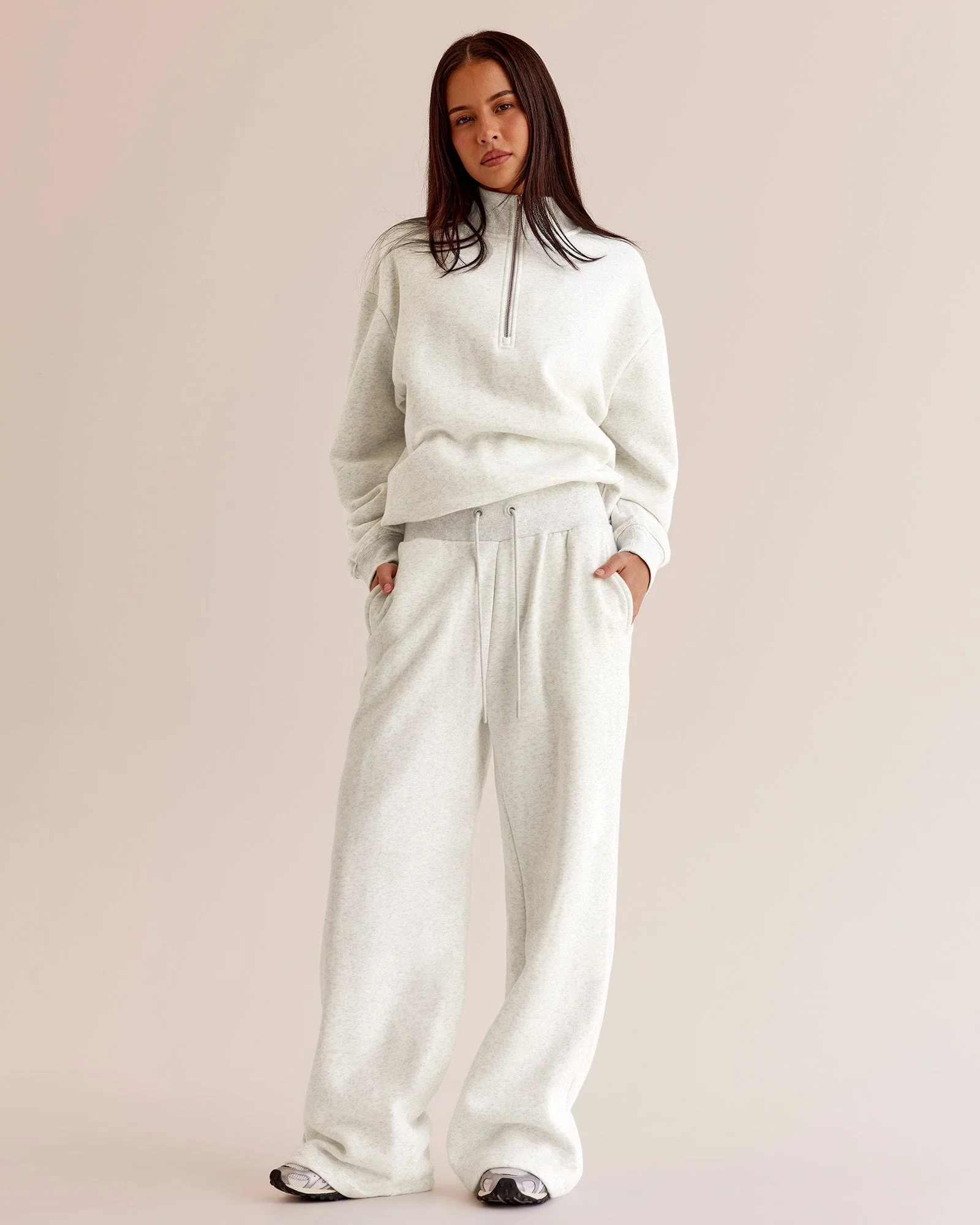 Go-To Oversized Quarter Zip Sweater - Silver Marl - Image 6