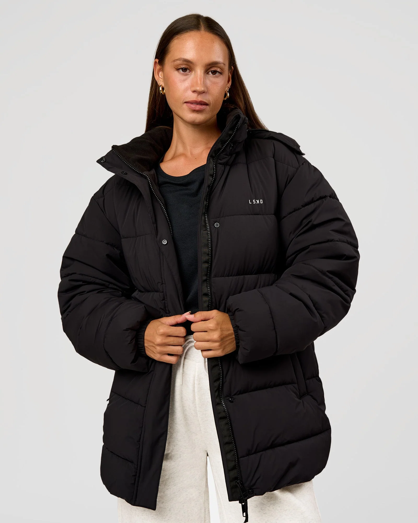Go-To Puffer Mid Jacket - Black - Image 3