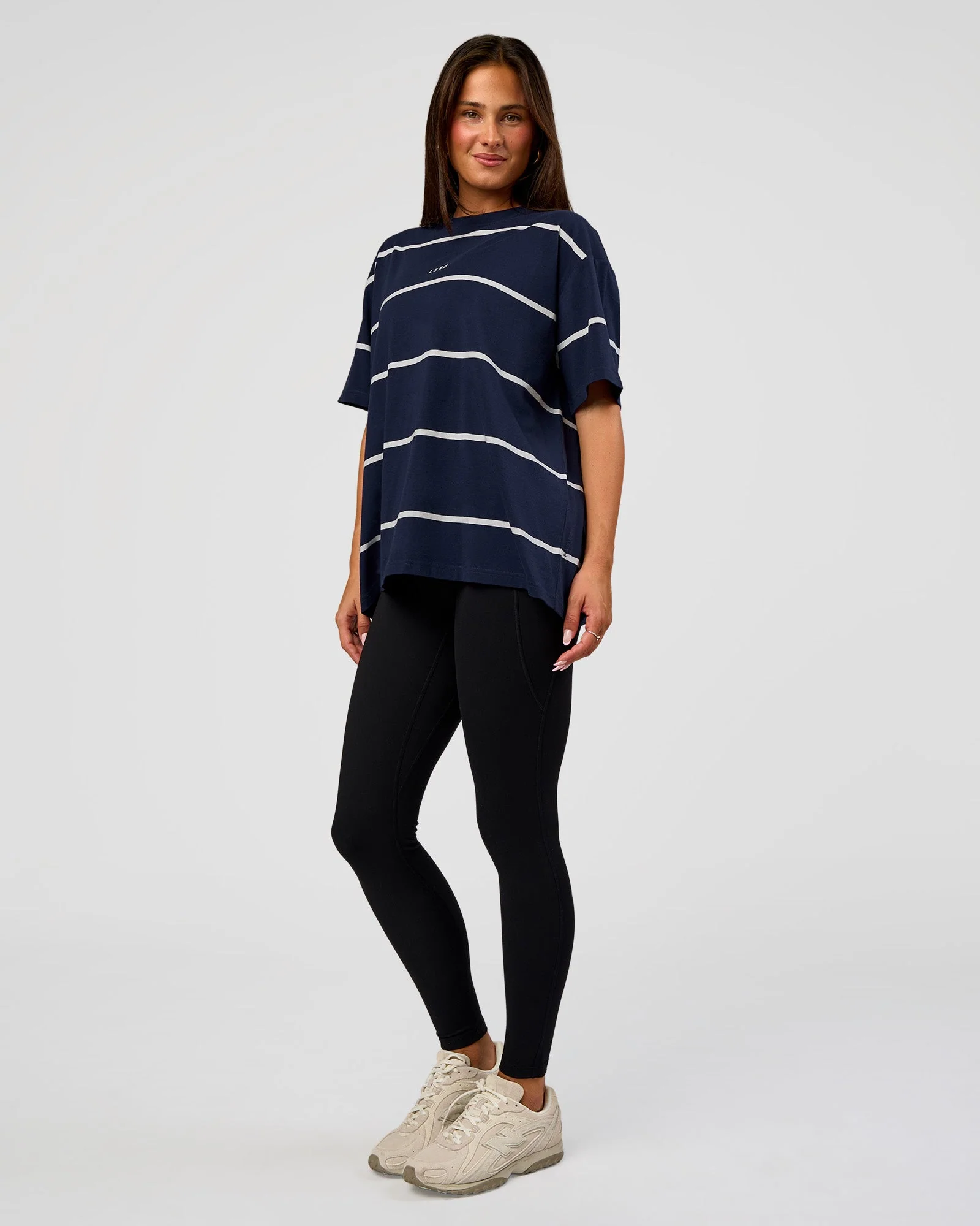 Go-To Stripe FLXCotton Oversized Tee - Future Navy-White - Image 6