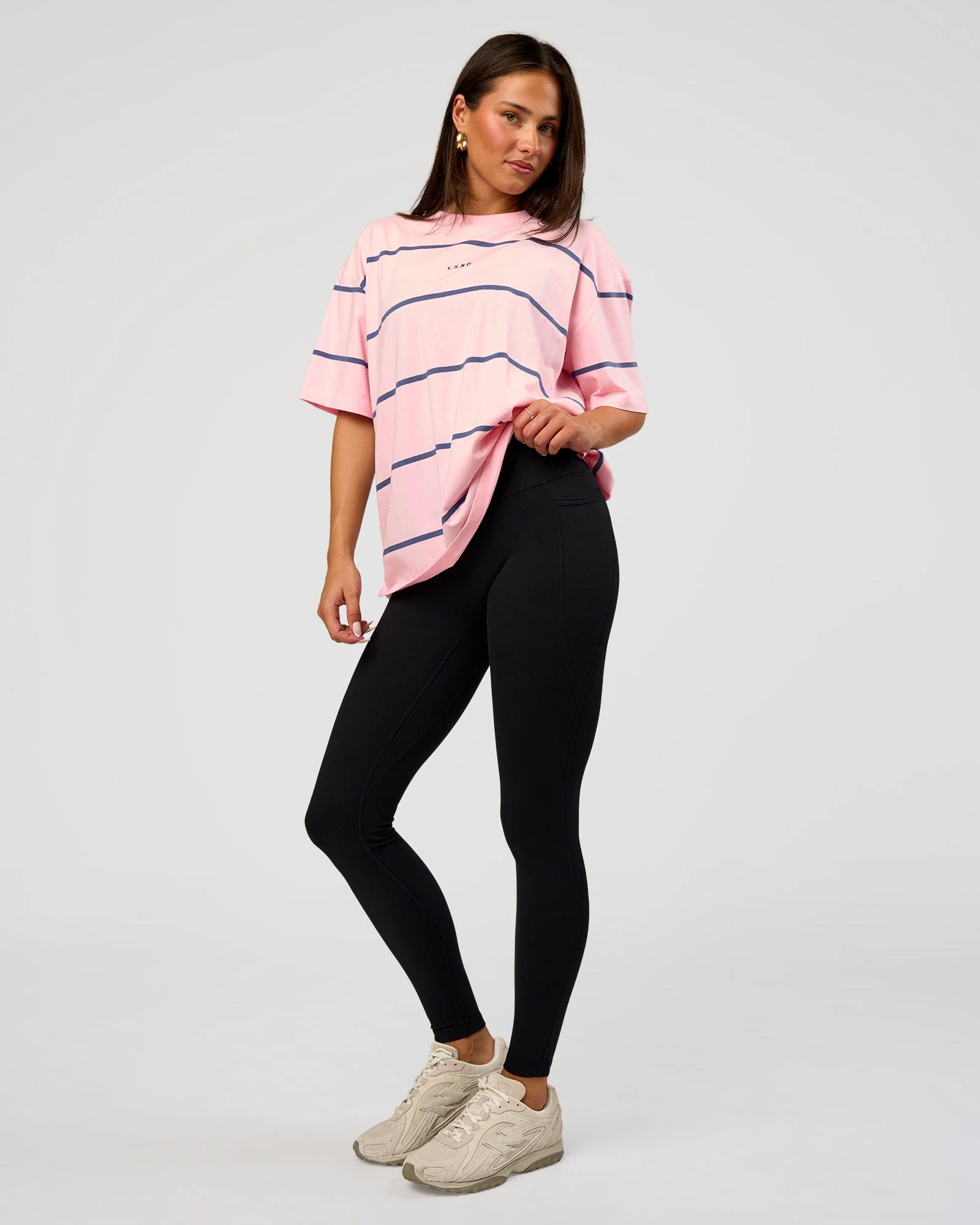 Go-To Stripe FLXCotton Oversized Tee - Marshmallow-Nightshadow - Image 5