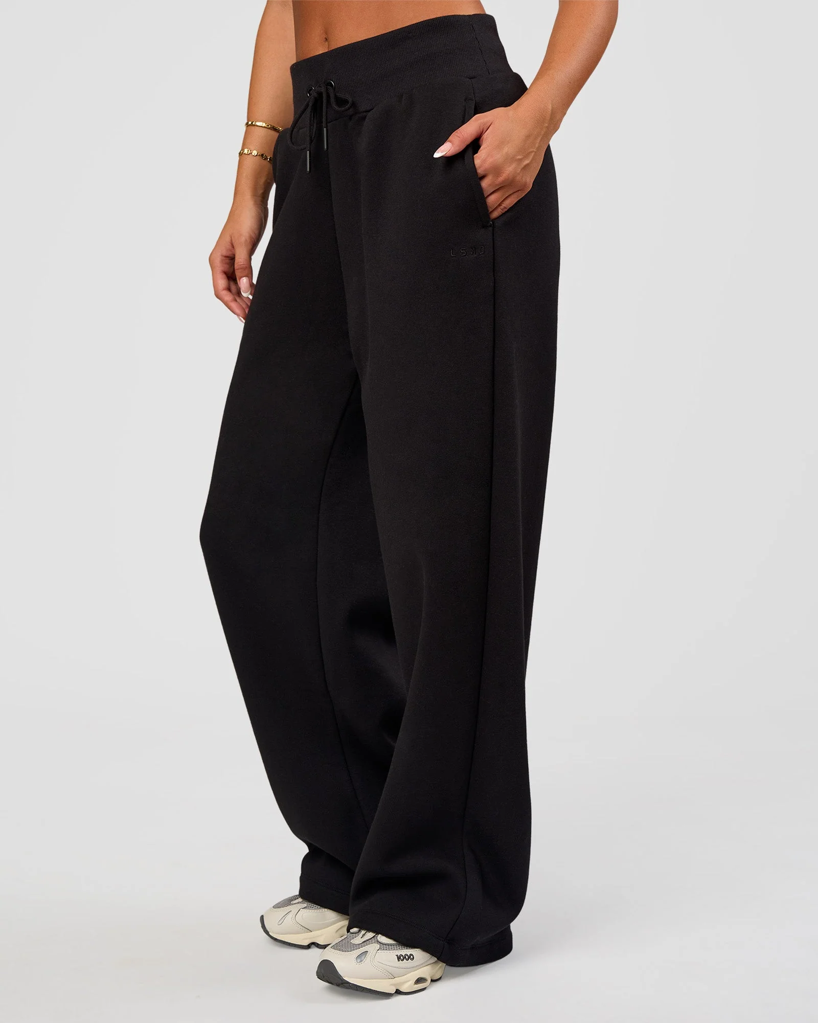 Go-To Wide Leg Track Pant - Black - Image 6